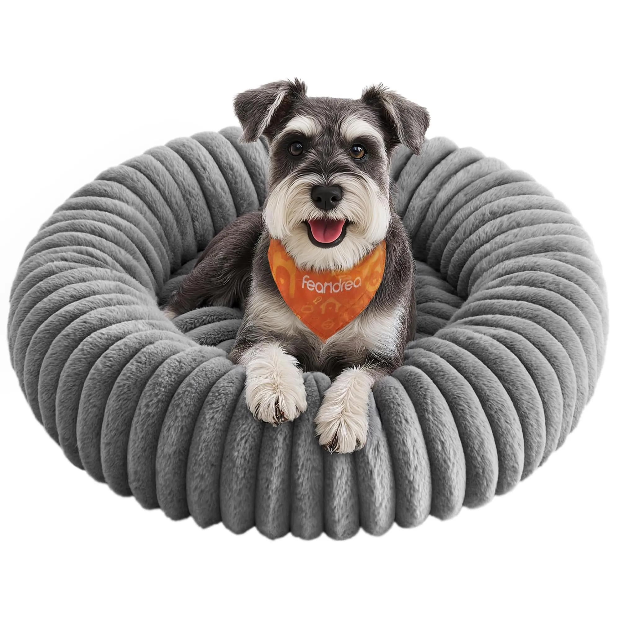 Feandrea Cuccia per Cani e Gatti di Taglia Grande, Diametro di 70 cm, Lettino per Animali Domestici, Cuscino Lavabile, Tappeto Soffice, Imbottitura Morbida, Grigio Tortora PGW303GD01 - immagine 1