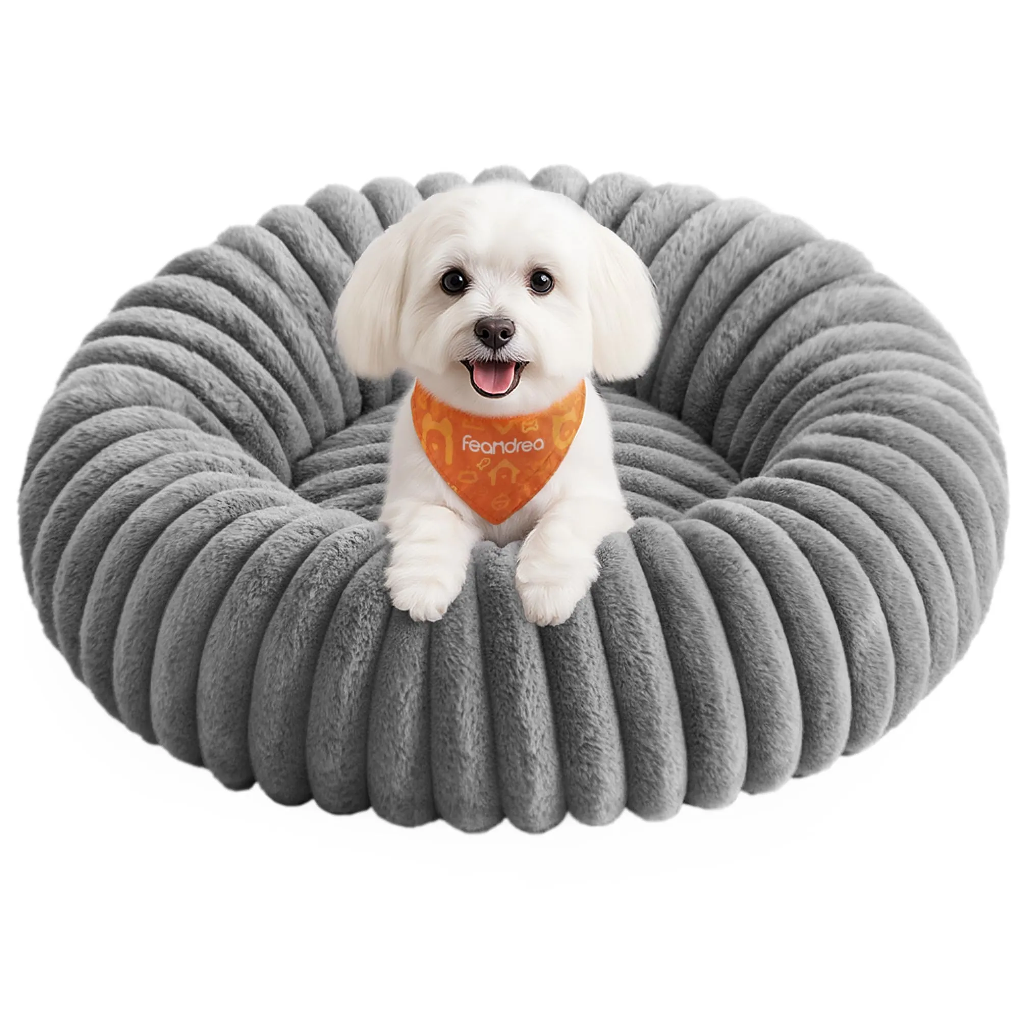 Feandrea Cuccia per Cani e Gatti di Taglia Media, Diametro di 60 cm, Lettino per Animali Domestici, Cuscino Lavabile, Tappeto Soffice, Imbottitura Morbida, Grigio Tortora PGW302GD01 - immagine 1