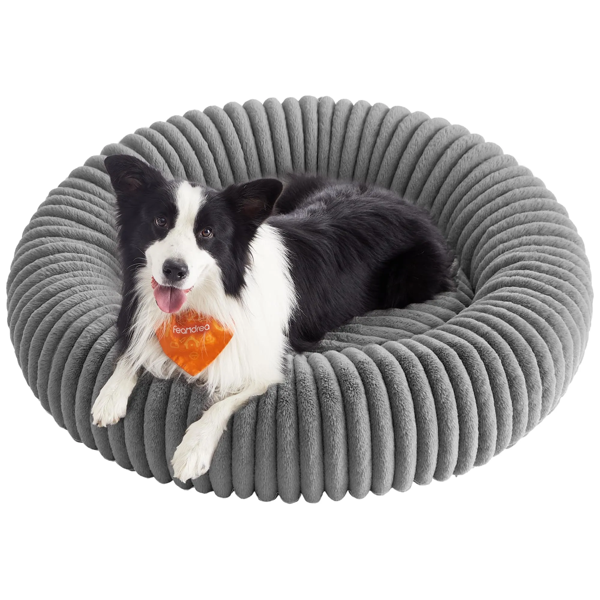 Feandrea Cuccia per Cani e Gatti di Taglia Extra Grande, Diametro di 100 cm, Lettino per Animali Domestici, Cuscino Lavabile, Tappeto Soffice, Imbottitura Morbida, Grigio Tortora PGW306GD01 - immagine 1