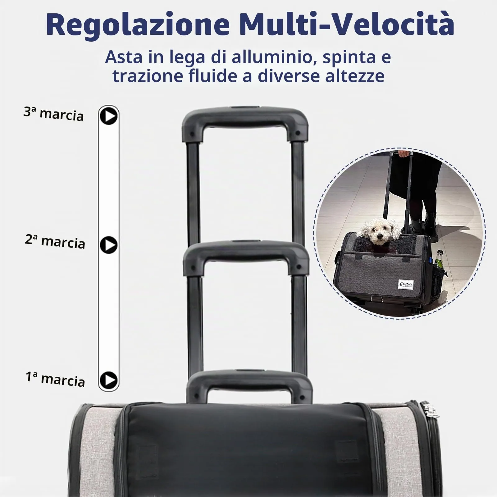 Galatée Borsa Da Viaggio Per Cani Con Ruote Removibili, Trasportino Per Animali Approvato Dalle Compagnie Aeree, Borsa Pieghevole Per Gatti Con Rete Traspirante, Passeggino Per Animali(Nero) - immagine 3