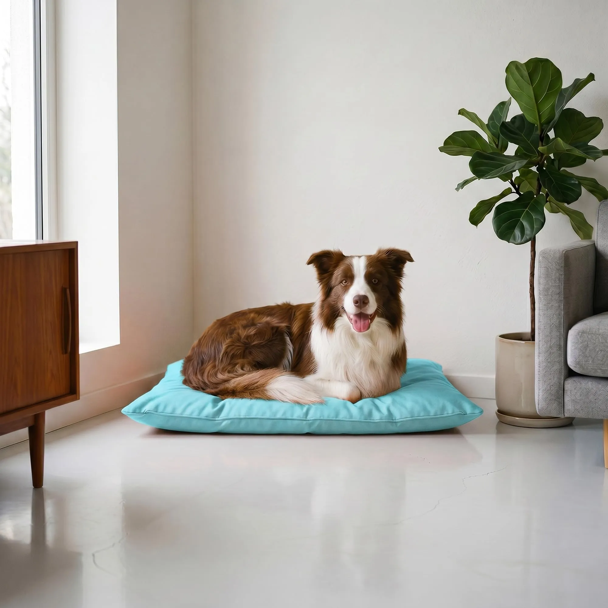 Maxy cuscinone "ELEGANT", cuscino per cani e gatti imbottito e trapuntato, 60 x 100 cm, Azzurro - immagine 1