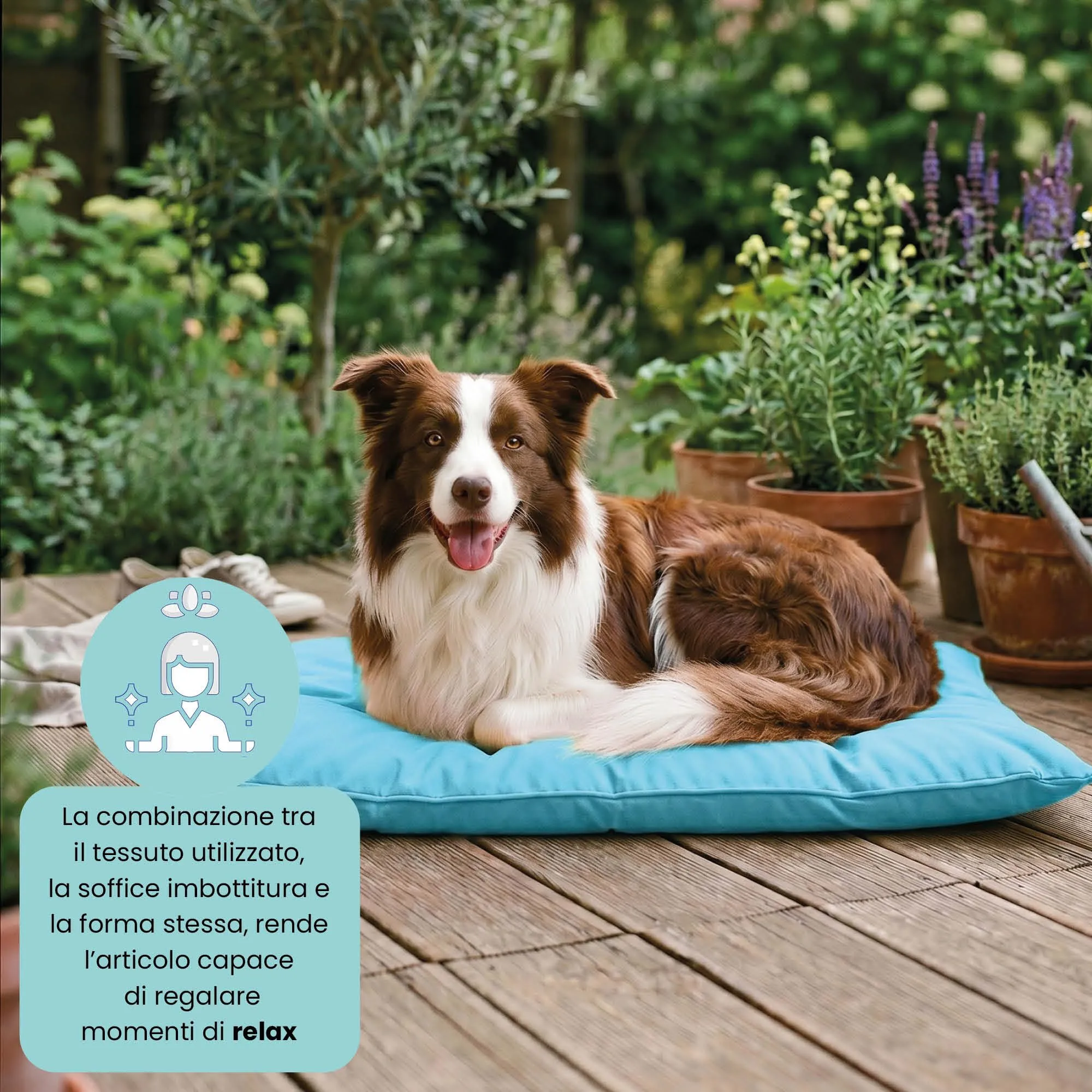 Maxy cuscinone "ELEGANT", cuscino per cani e gatti imbottito e trapuntato, 60 x 100 cm, Azzurro - immagine 4