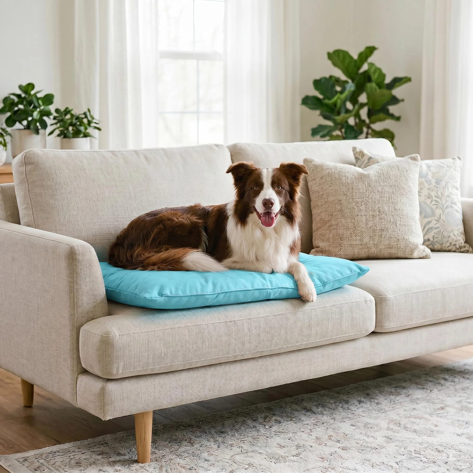 Maxy cuscinone "ELEGANT", cuscino per cani e gatti imbottito e trapuntato, 60 x 100 cm, Azzurro - immagine 10