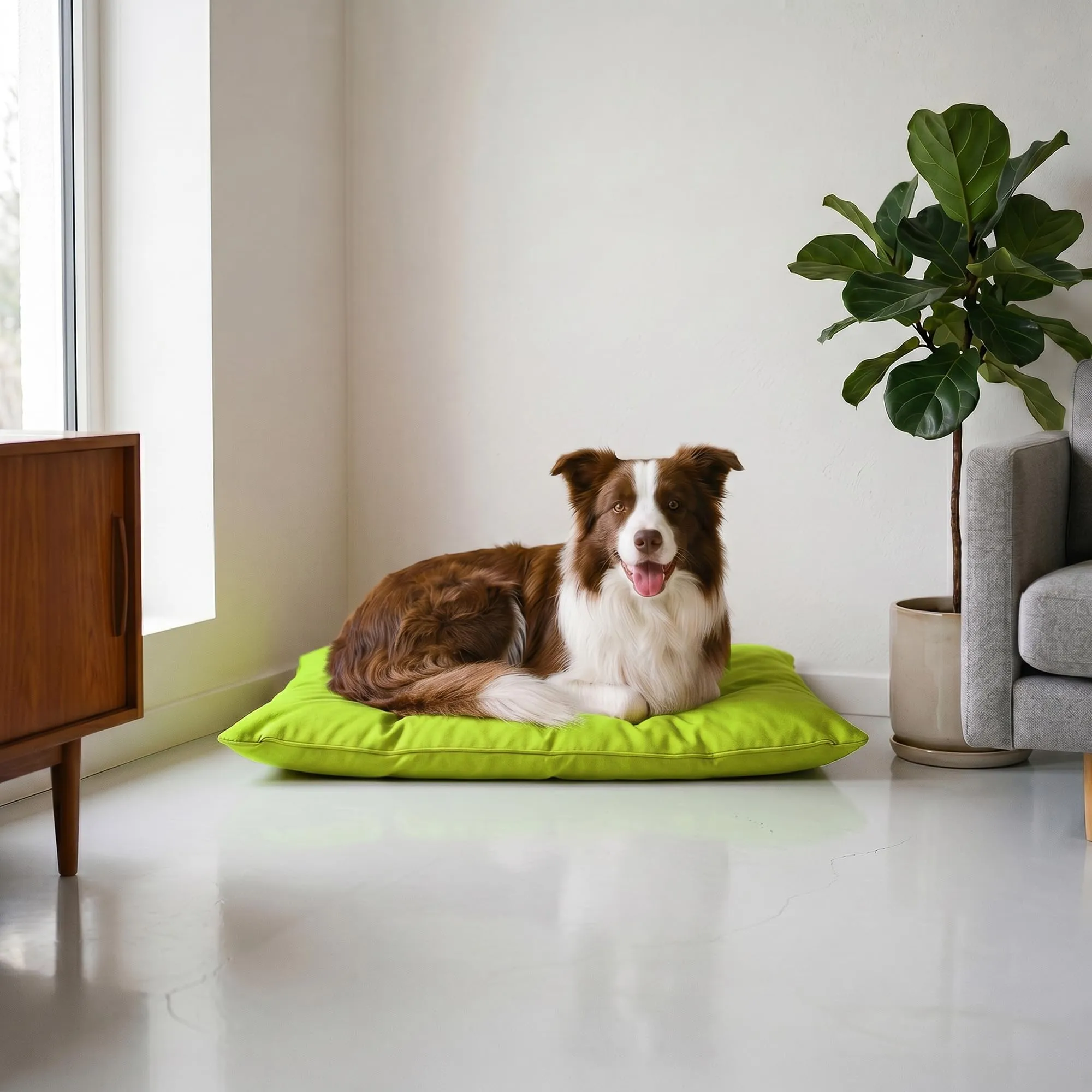 Maxy Cuscinone Cane e Gatto ELEGANT – Cuscino per Animali Domestici Imbottito e Trapuntato, in Microfibra, 60x100 cm, Materassino Confortevole per Cani Taglia Piccola/Media/Grande, Verde Mela - immagine 1