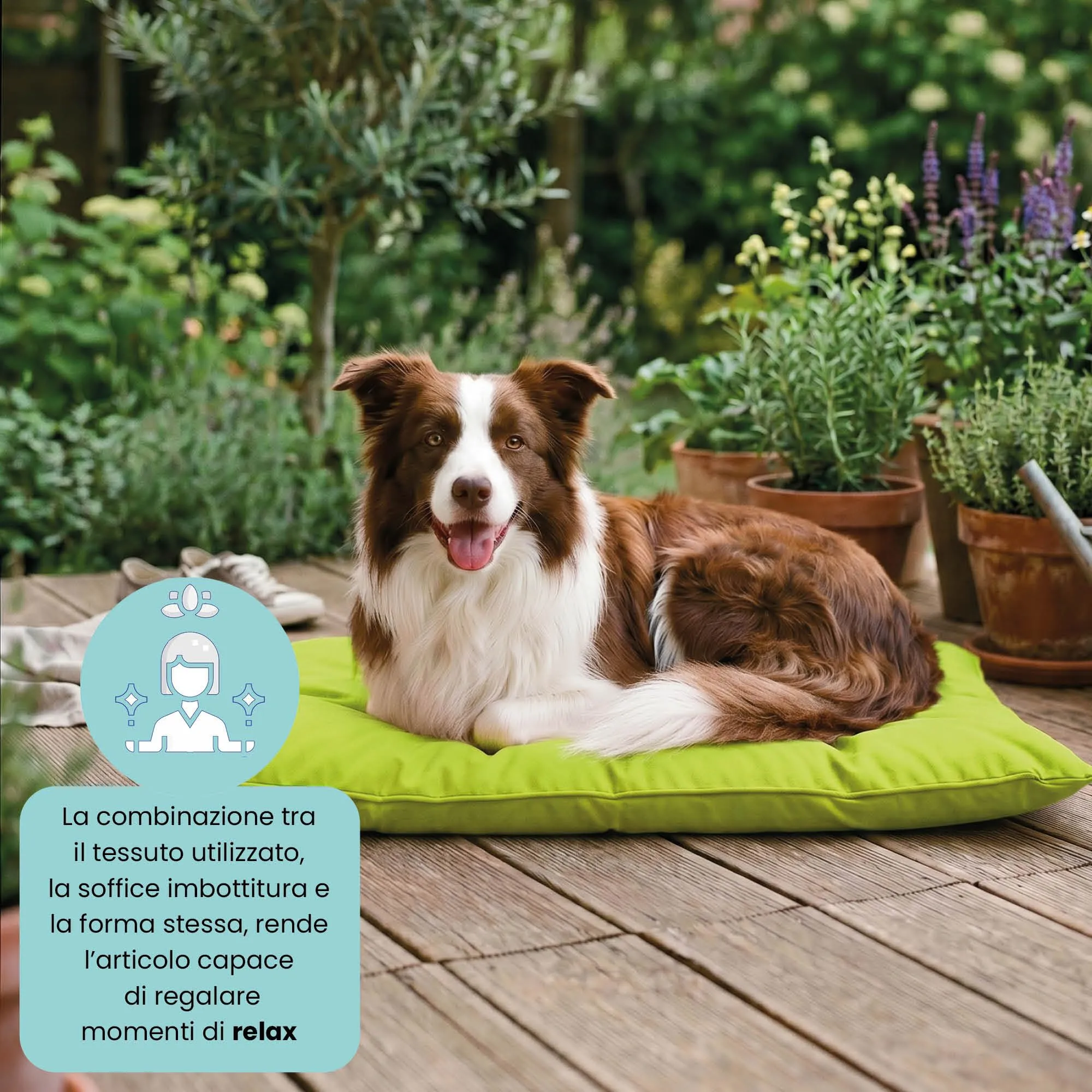Maxy Cuscinone Cane e Gatto ELEGANT – Cuscino per Animali Domestici Imbottito e Trapuntato, in Microfibra, 60x100 cm, Materassino Confortevole per Cani Taglia Piccola/Media/Grande, Verde Mela - immagine 4