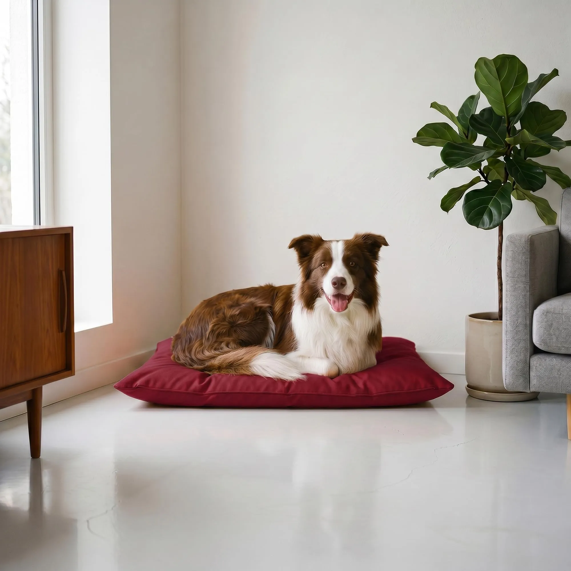 Maxy Cuscinone Cane e Gatto ELEGANT – Cuscino per Animali Domestici Imbottito e Trapuntato, in Microfibra, 60x100 cm, Materassino Morbido e Confortevole per Cani Taglia Piccola/Media/Grande, Bordeaux - immagine 1