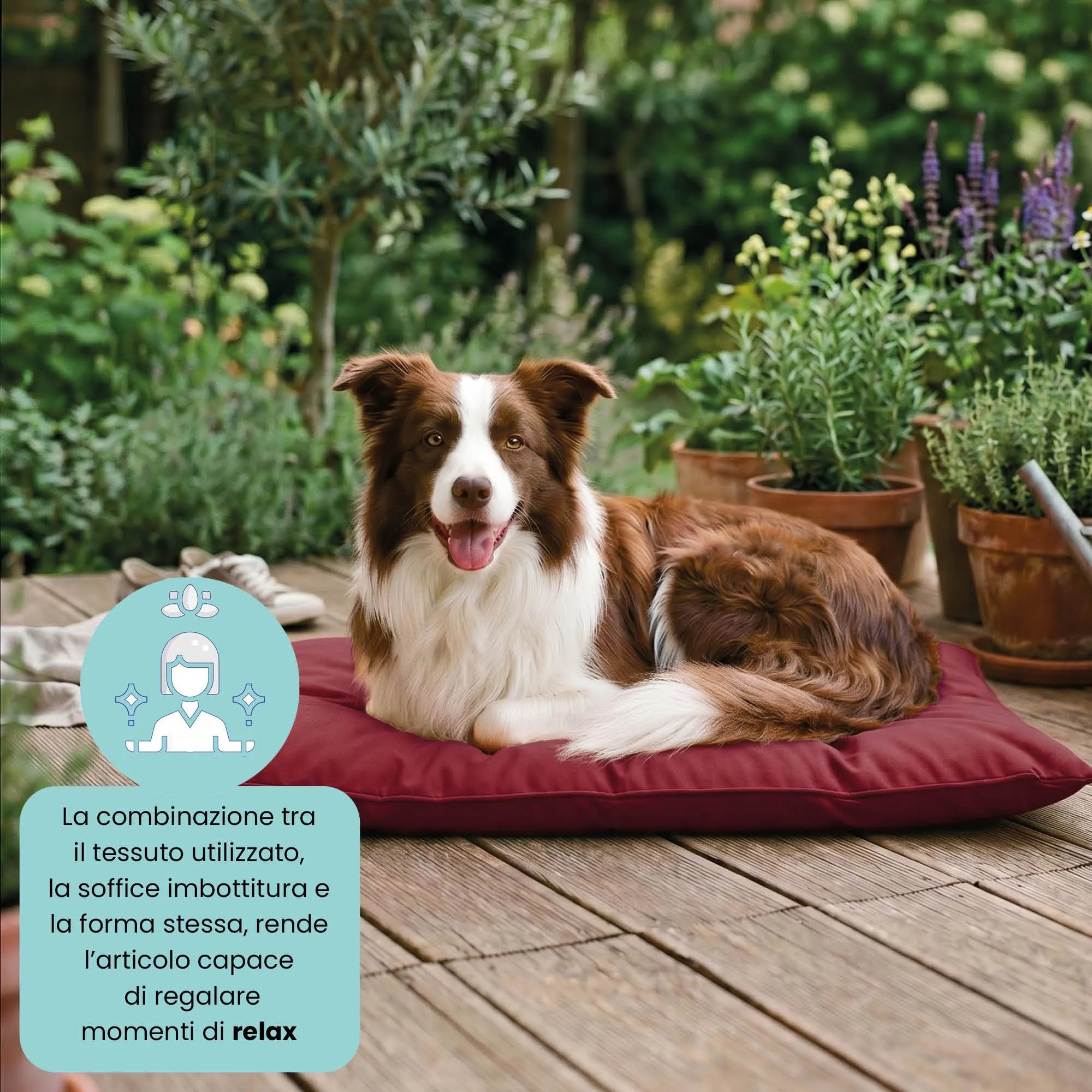 Maxy Cuscinone Cane e Gatto ELEGANT – Cuscino per Animali Domestici Imbottito e Trapuntato, in Microfibra, 60x100 cm, Materassino Morbido e Confortevole per Cani Taglia Piccola/Media/Grande, Bordeaux - immagine 4