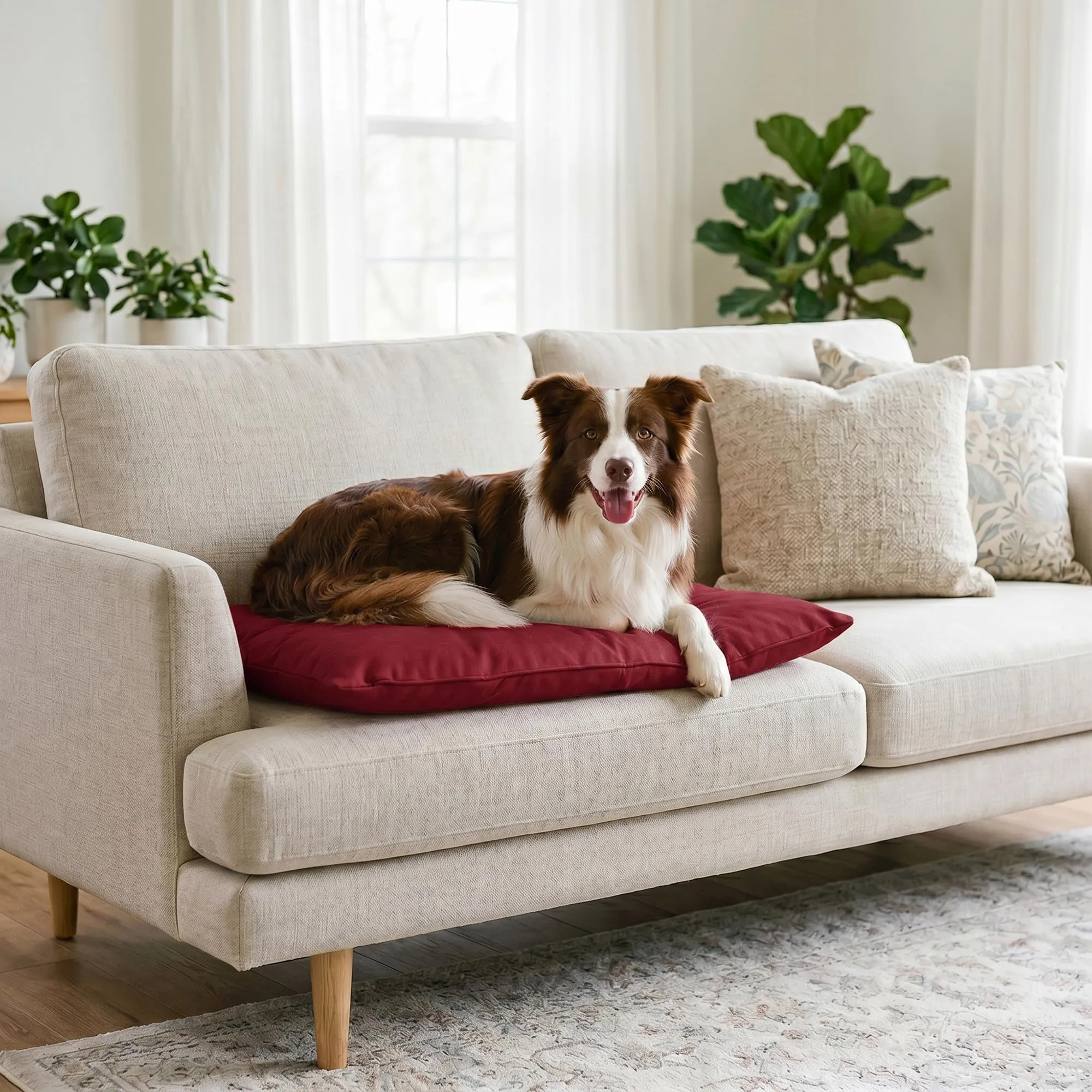 Maxy Cuscinone Cane e Gatto ELEGANT – Cuscino per Animali Domestici Imbottito e Trapuntato, in Microfibra, 60x100 cm, Materassino Morbido e Confortevole per Cani Taglia Piccola/Media/Grande, Bordeaux - immagine 10