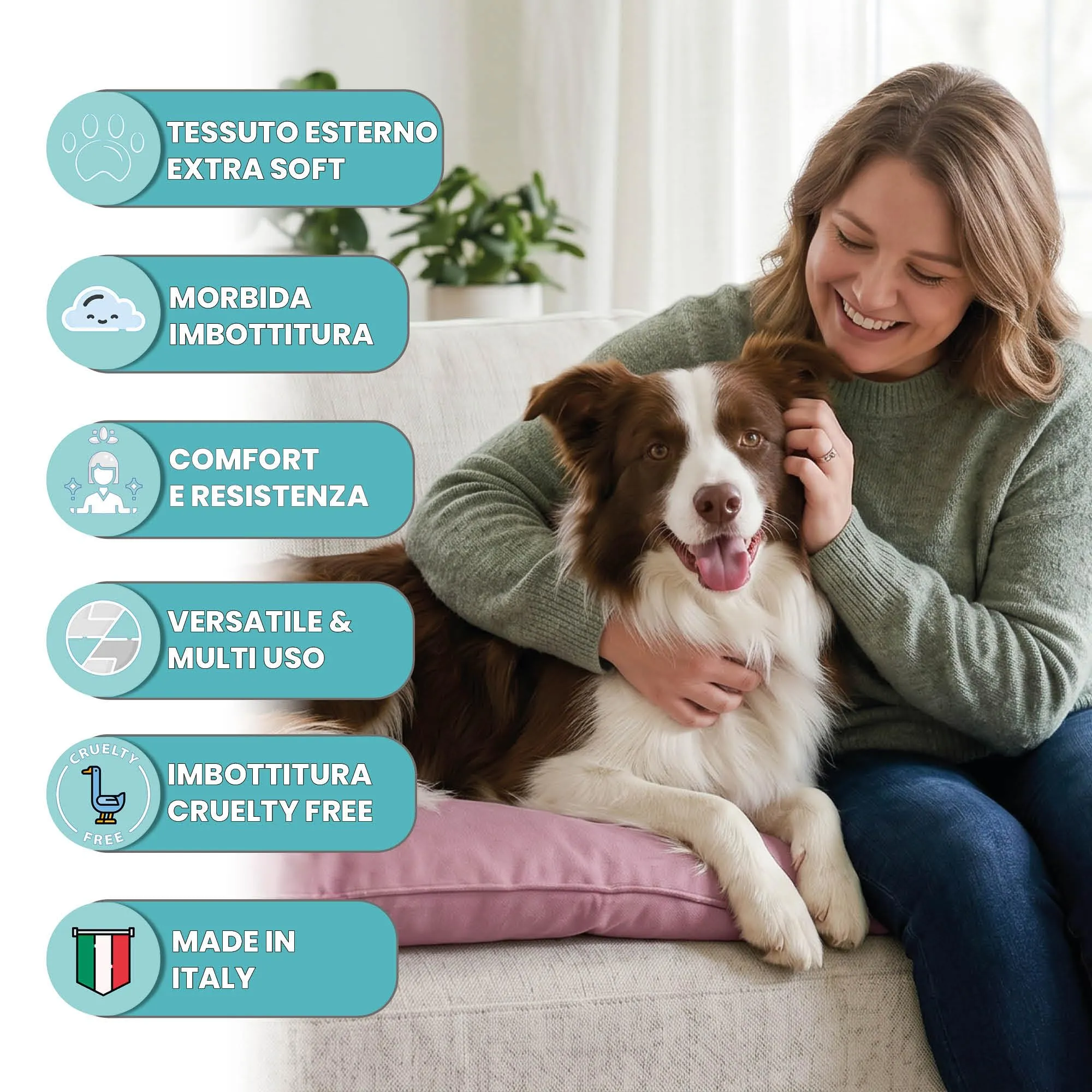 Maxy Cuscinone Cane e Gatto ELEGANT – Cuscino per Animali Domestici Imbottito e Trapuntato, in Microfibra, 60x100 cm, Materassino Morbido e Confortevole per Cani Taglia Piccola/Media/Grande, Lilla - immagine 2