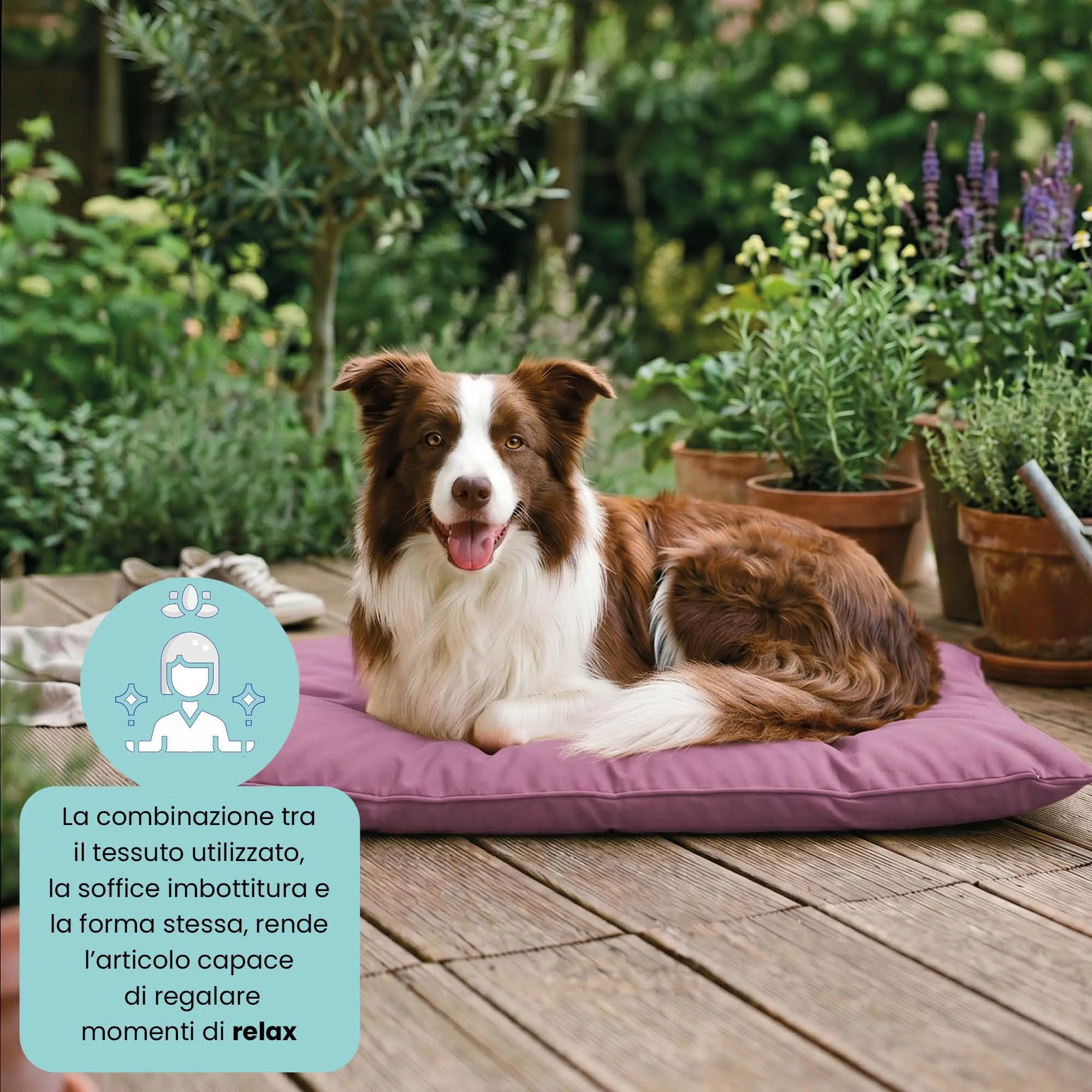 Maxy Cuscinone Cane e Gatto ELEGANT – Cuscino per Animali Domestici Imbottito e Trapuntato, in Microfibra, 60x100 cm, Materassino Morbido e Confortevole per Cani Taglia Piccola/Media/Grande, Lilla - immagine 4