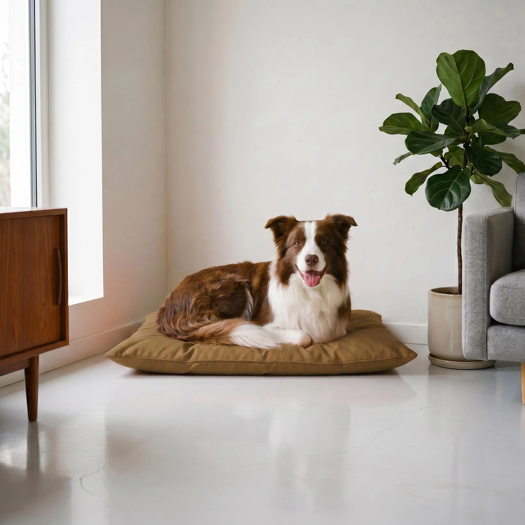 Maxy Cuscinone Cane e Gatto ELEGANT – Cuscino per Animali Domestici Imbottito e Trapuntato, in Microfibra, 60x100 cm, Materassino Morbido e Confortevole per Cani Taglia Piccola/Media/Grande, Nocciola - immagine 1