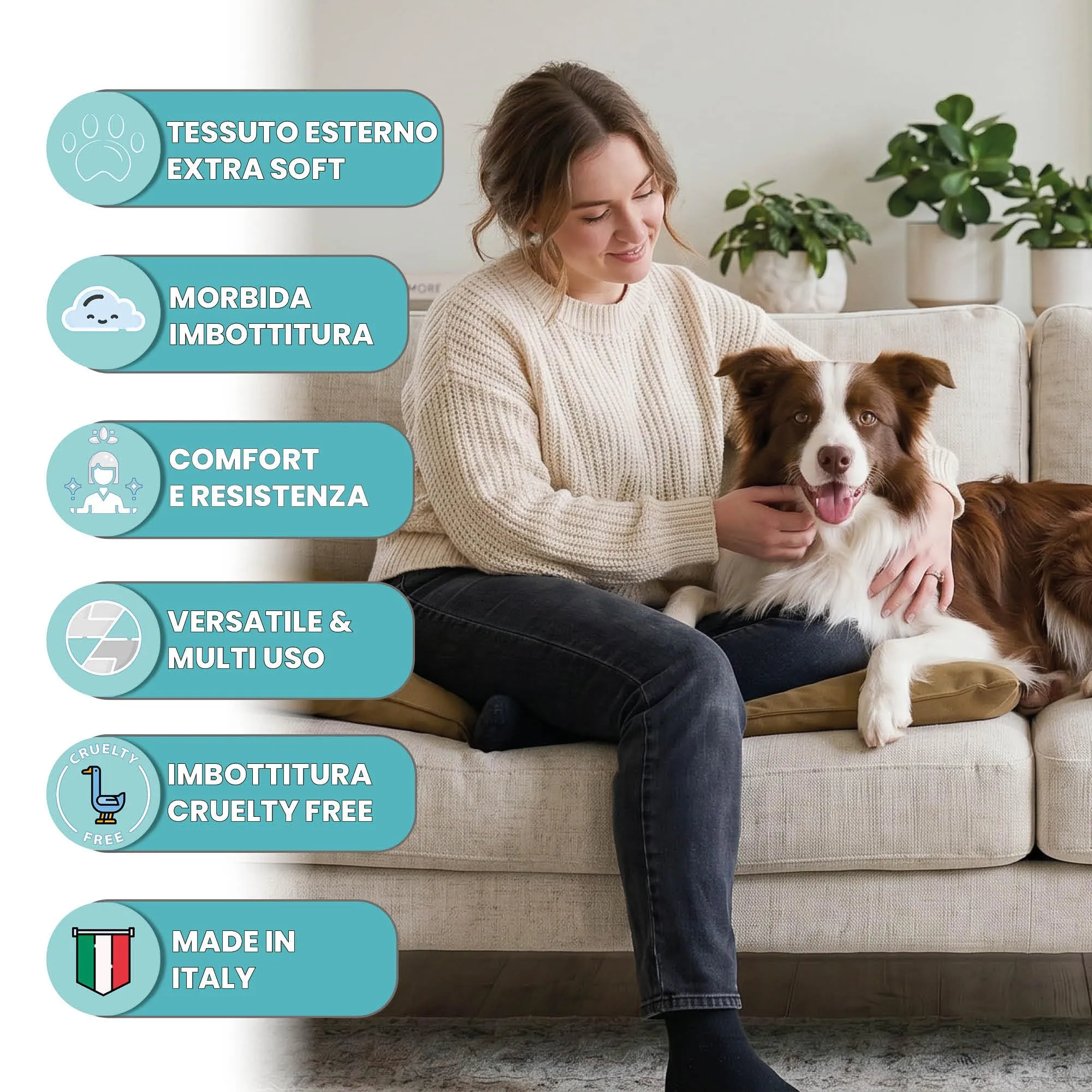 Maxy Cuscinone Cane e Gatto ELEGANT – Cuscino per Animali Domestici Imbottito e Trapuntato, in Microfibra, 60x100 cm, Materassino Morbido e Confortevole per Cani Taglia Piccola/Media/Grande, Nocciola - immagine 2