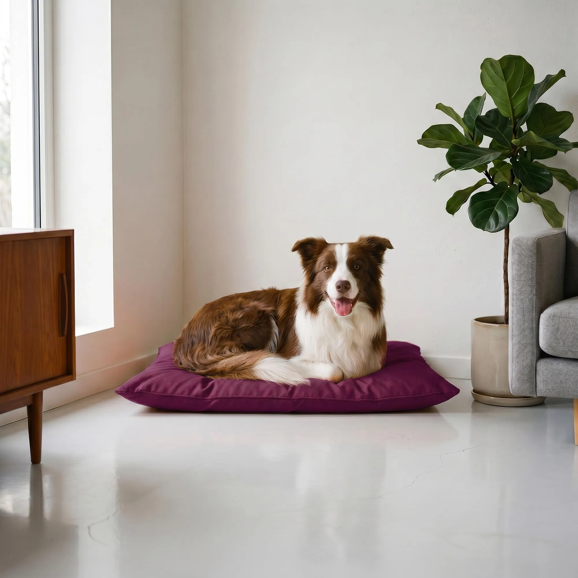 Maxy Cuscinone Cane e Gatto "ELEGANT" – Cuscino per Animali Domestici Imbottito e Trapuntato, 60x100 cm, Materassino Morbido e Confortevole per Cani Taglia Piccola/Media/Grande, Prugna - immagine 1
