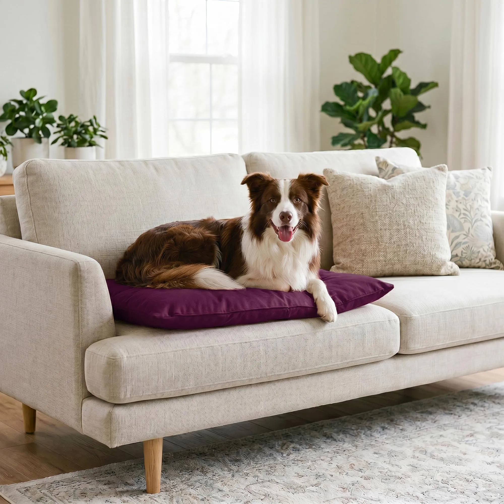Maxy Cuscinone Cane e Gatto "ELEGANT" – Cuscino per Animali Domestici Imbottito e Trapuntato, 60x100 cm, Materassino Morbido e Confortevole per Cani Taglia Piccola/Media/Grande, Prugna - immagine 10