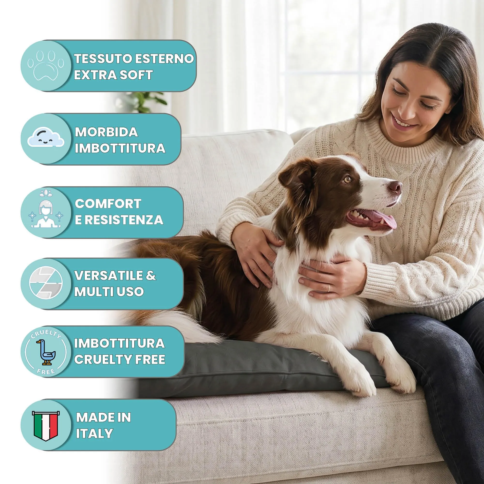 Maxy Cuscinone Cane e Gatto ELEGANT – Cuscino per Animali Domestici Imbottito e Trapuntato, in Microfibra, 60x100 cm, Materassino Confortevole per Cani Taglia Piccola/Media/Grande, Grigio Scuro - immagine 2