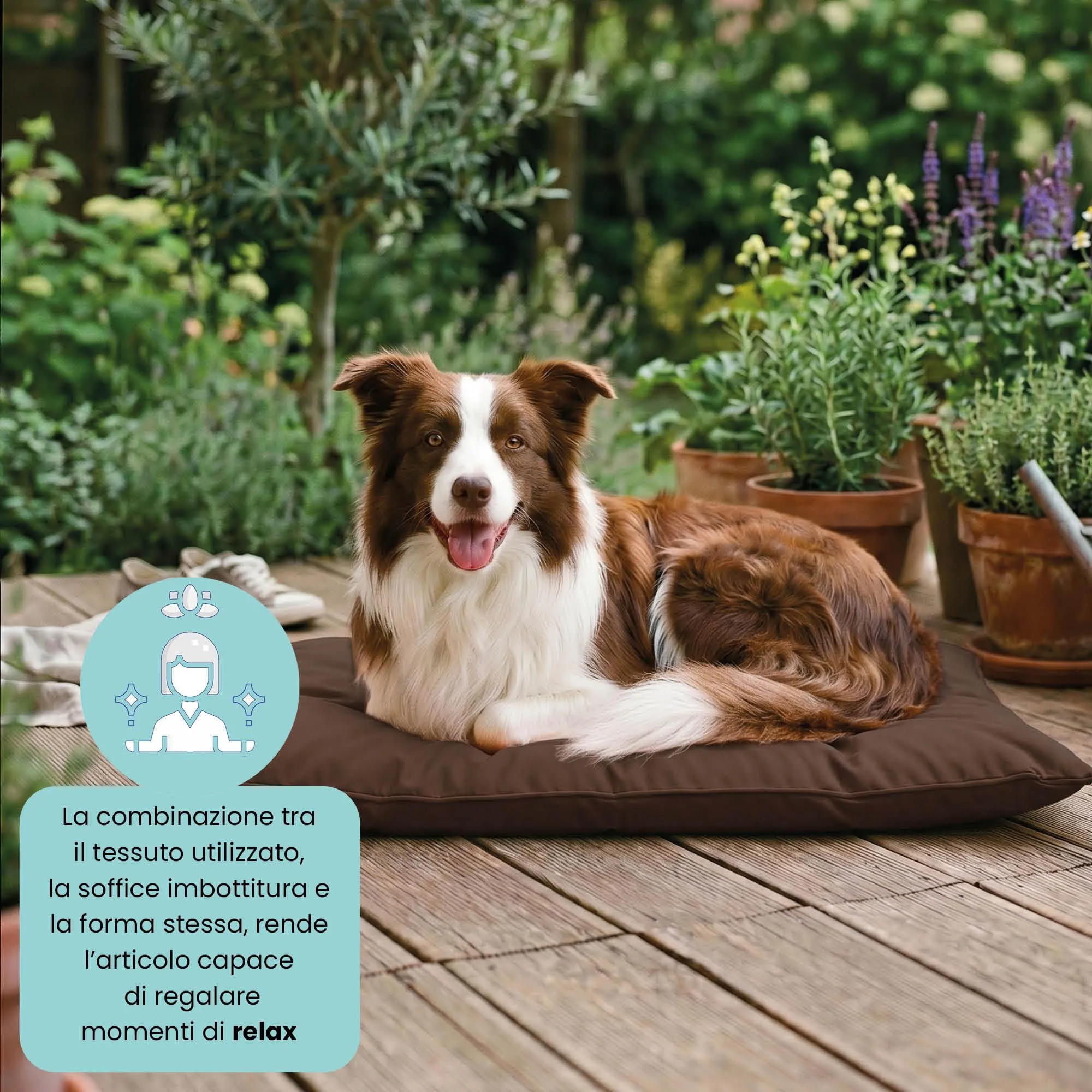Maxy Cuscinone Cane e Gatto ELEGANT – Cuscino per Animali Domestici Imbottito e Trapuntato, in Microfibra, 60x100 cm, Materassino Morbido e Confortevole per Cani Taglia Piccola/Media/Grande, Marrone - immagine 4