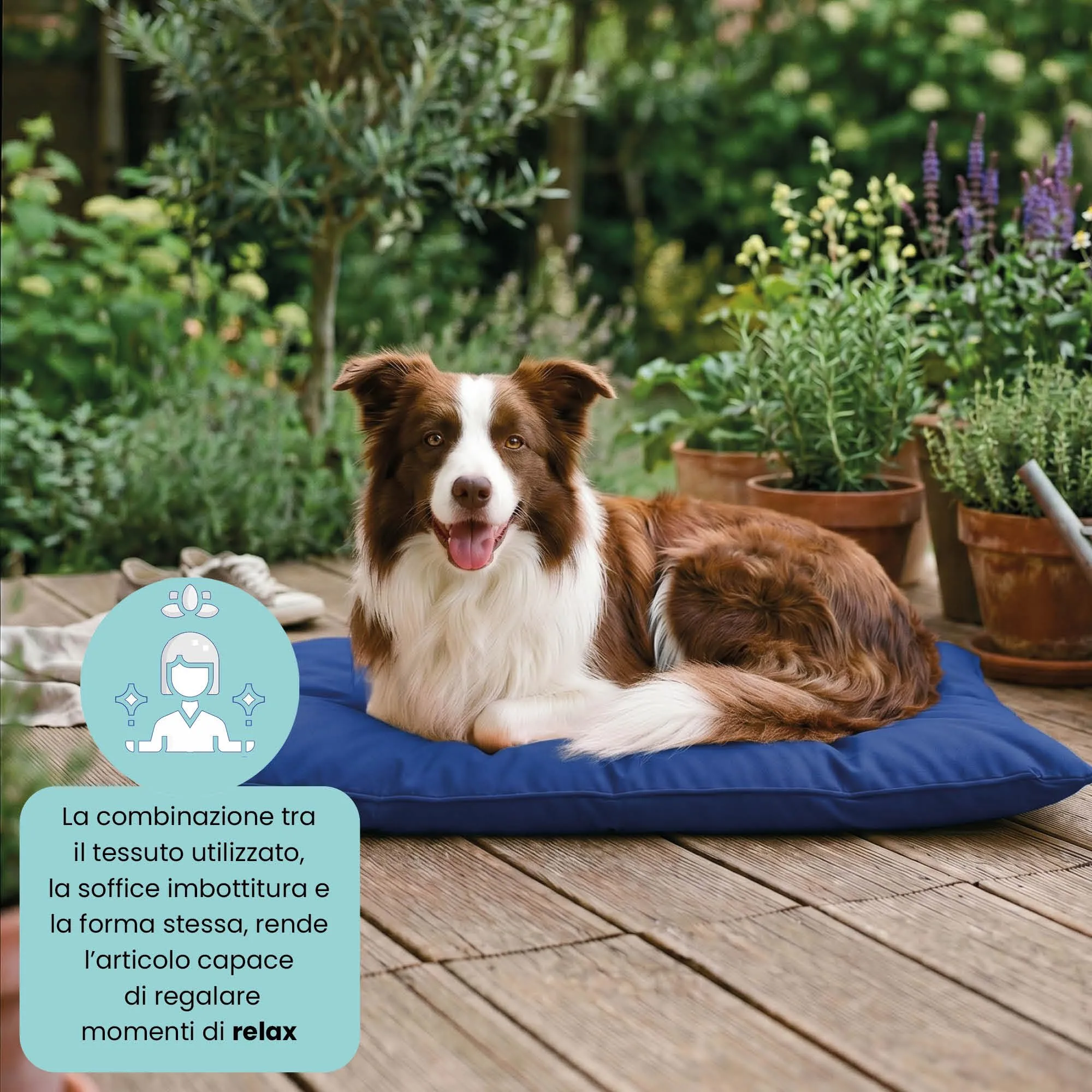 Maxy Cuscinone Cane e Gatto ELEGANT – Cuscino per Animali Domestici Imbottito e Trapuntato, in Microfibra, 60x100 cm, Materassino Morbido e Confortevole per Cani Taglia Piccola/Media/Grande, Royal - immagine 4