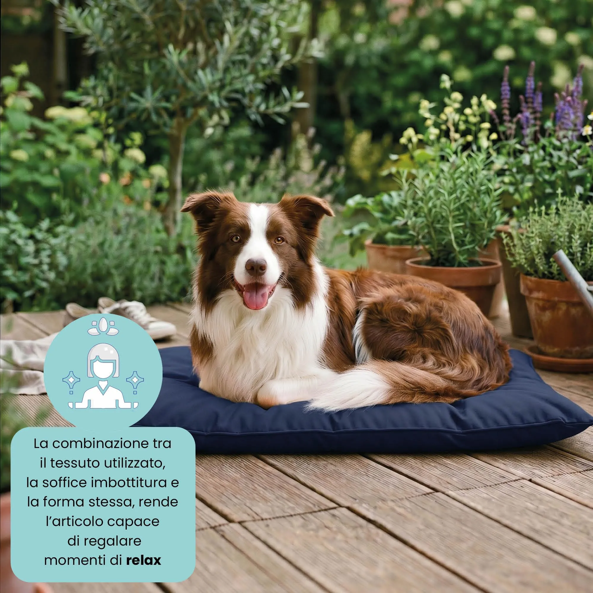 Maxy Cuscinone Cane e Gatto ELEGANT – Cuscino per Animali Domestici Imbottito e Trapuntato, in Microfibra, 60x100 cm, Materassino Morbido e Confortevole per Cani Taglia Piccola/Media/Grande, Blu Scuro - immagine 4
