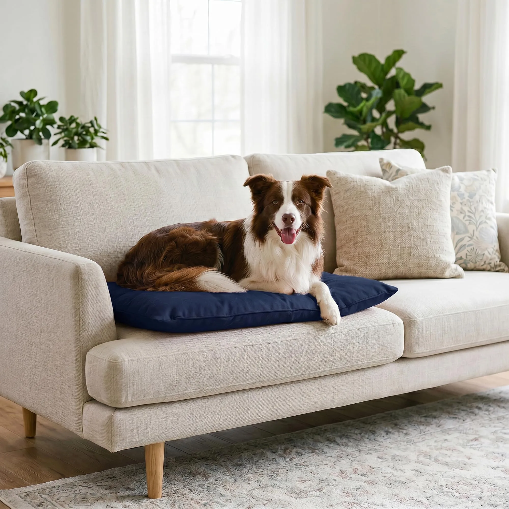 Maxy Cuscinone Cane e Gatto ELEGANT – Cuscino per Animali Domestici Imbottito e Trapuntato, in Microfibra, 60x100 cm, Materassino Morbido e Confortevole per Cani Taglia Piccola/Media/Grande, Blu Scuro - immagine 10