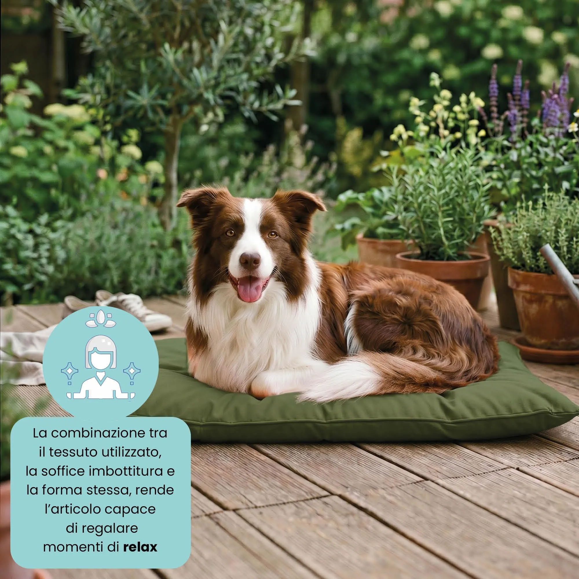 Maxy Cuscinone Cane e Gatto ELEGANT – Cuscino per Animali Domestici Imbottito e Trapuntato, in Microfibra, 60x100 cm, Materassino Confortevole per Cani Taglia Piccola/Media/Grande, Verde Scuro - immagine 4