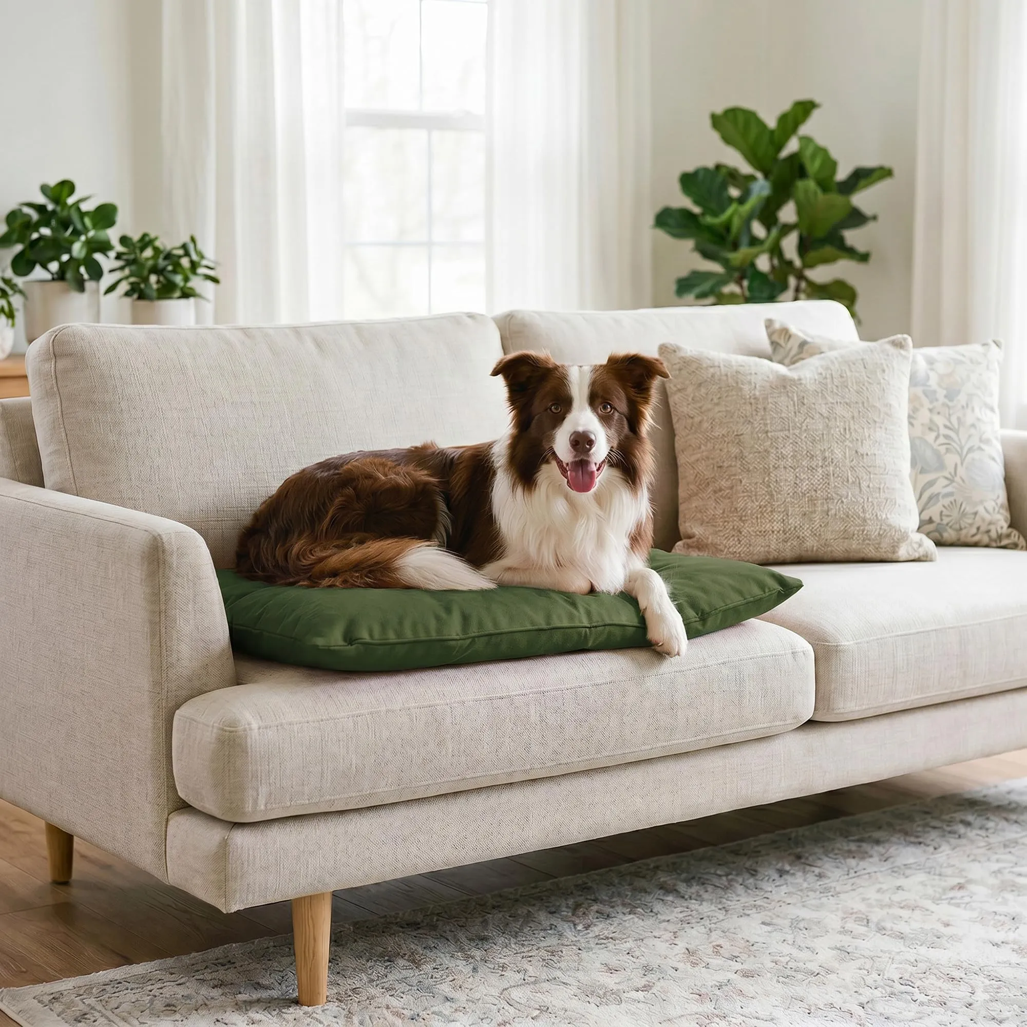 Maxy Cuscinone Cane e Gatto ELEGANT – Cuscino per Animali Domestici Imbottito e Trapuntato, in Microfibra, 60x100 cm, Materassino Confortevole per Cani Taglia Piccola/Media/Grande, Verde Scuro - immagine 10