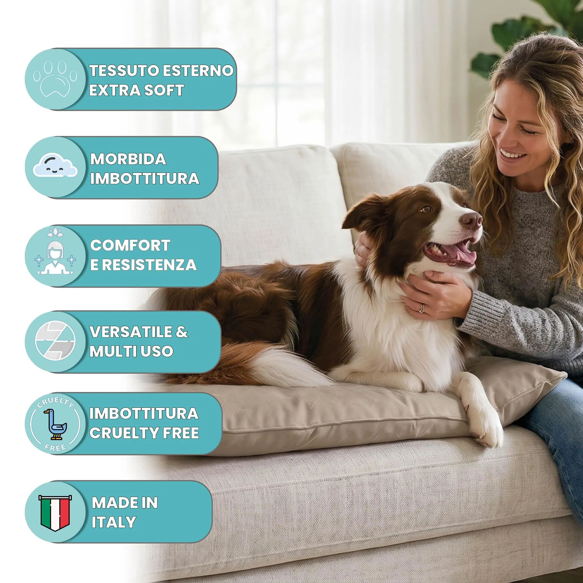 Maxy Cuscinone Cane e Gatto ELEGANT – Cuscino per Animali Domestici Imbottito e Trapuntato, in Microfibra, 60x100 cm, Materassino Confortevole per Cani Taglia Piccola/Media/Grande, Grigio Chiaro - immagine 2