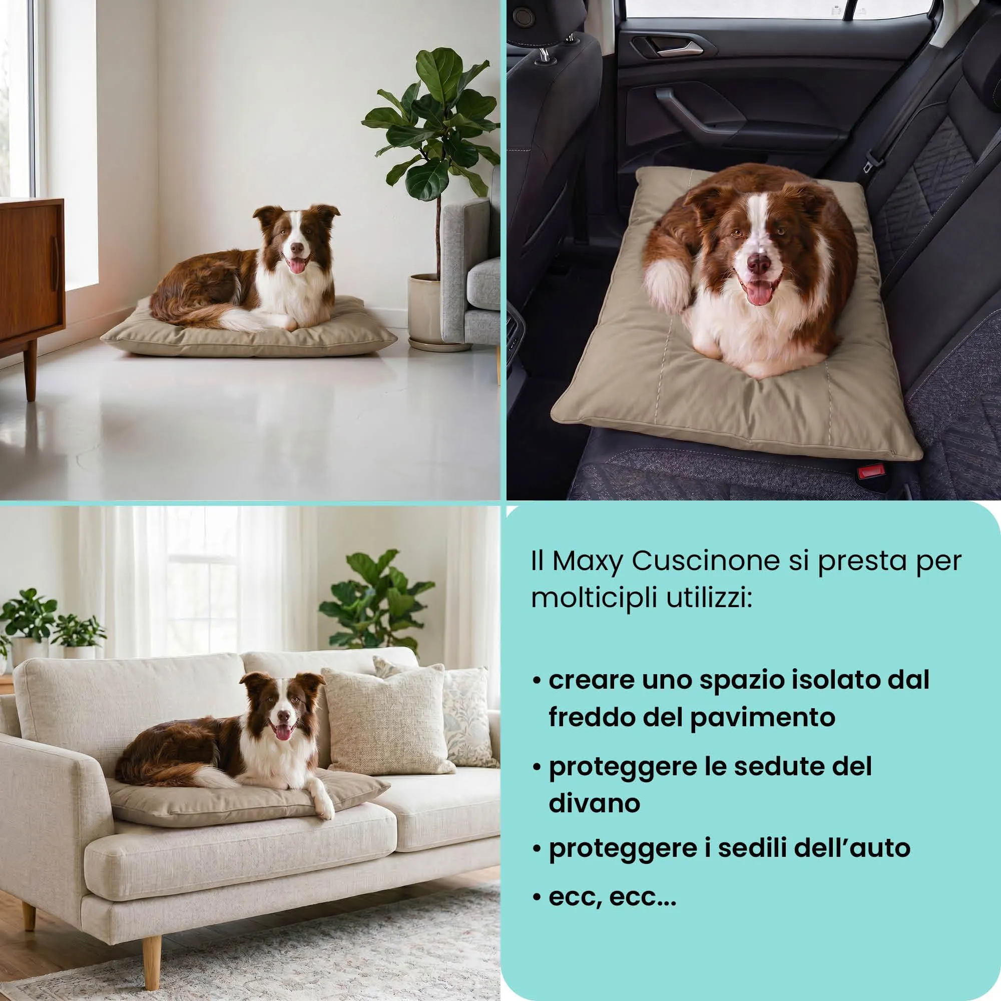 Maxy Cuscinone Cane e Gatto ELEGANT – Cuscino per Animali Domestici Imbottito e Trapuntato, in Microfibra, 60x100 cm, Materassino Confortevole per Cani Taglia Piccola/Media/Grande, Grigio Chiaro - immagine 5