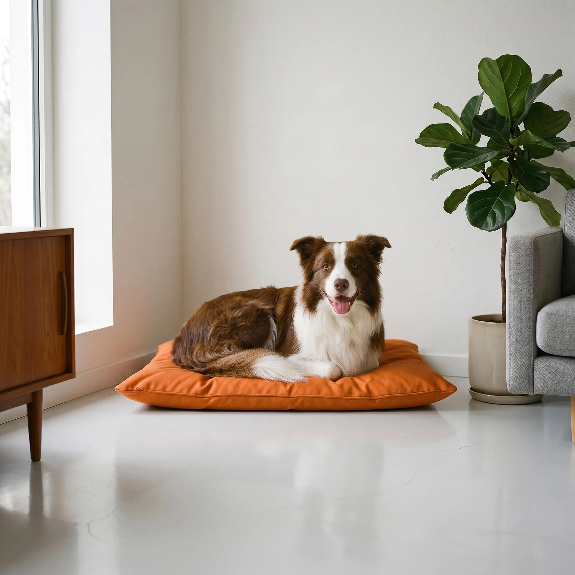 Maxy Cuscinone Cane e Gatto ELEGANT – Cuscino per Animali Domestici Imbottito e Trapuntato, in Microfibra, 60x100 cm, Materassino Morbido e Confortevole per Cani Taglia Piccola/Media/Grande, Arancione - immagine 1