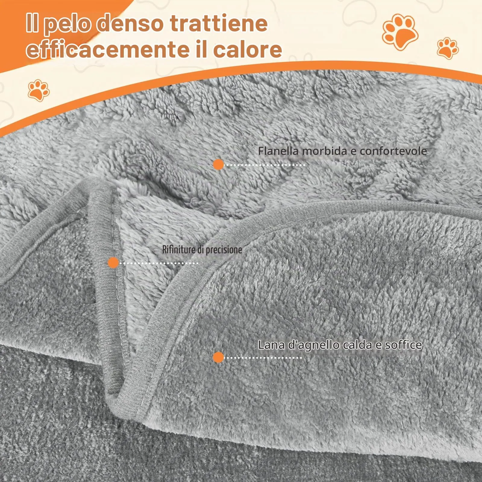 Omtofo Coperta Impermeabile 150×128cm, Lavabile Coperta Cane, Caldo e Soffice Copertina Flanella Cane, per Cani di Media e Grande Taglia, Uso a Doppia Faccia Protettore per Divano, Grigio - immagine 3