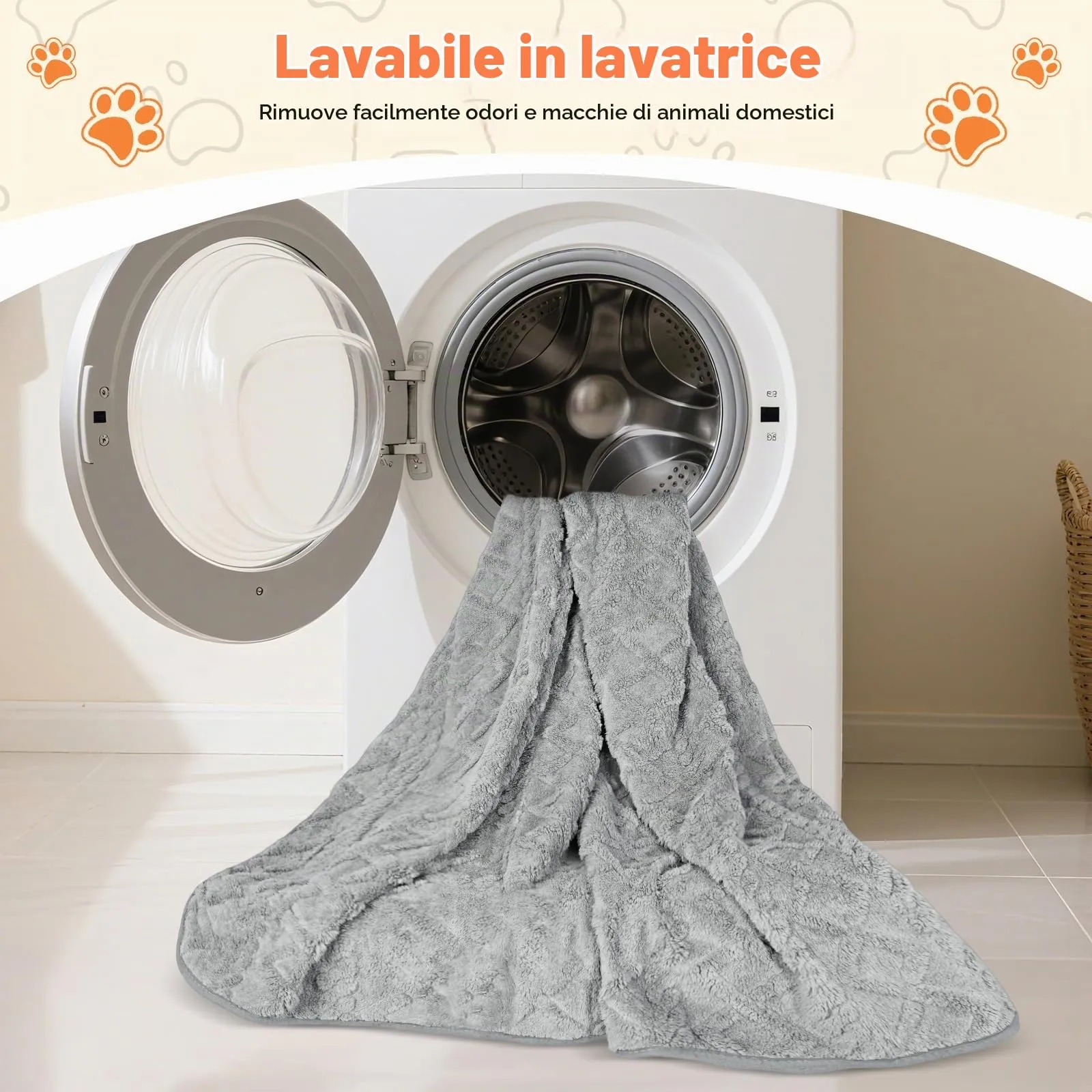 Omtofo Coperta Impermeabile 150×128cm, Lavabile Coperta Cane, Caldo e Soffice Copertina Flanella Cane, per Cani di Media e Grande Taglia, Uso a Doppia Faccia Protettore per Divano, Grigio - immagine 6