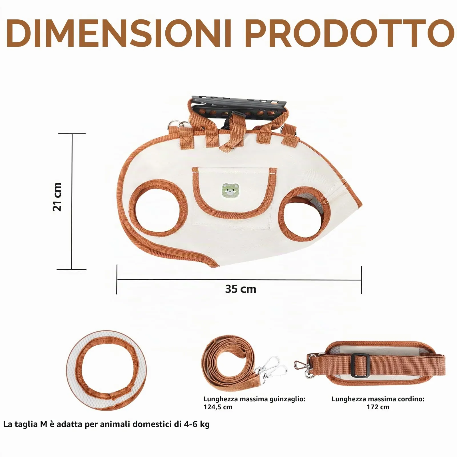 Trasportino Zaino per Cani Fino a 6 kg, Piccola Borsa da Viaggio per Cani,Regolabile Zaino Cane per Cane Gatto Fino a 6kg, per Passeggiata,Viaggio - immagine 2