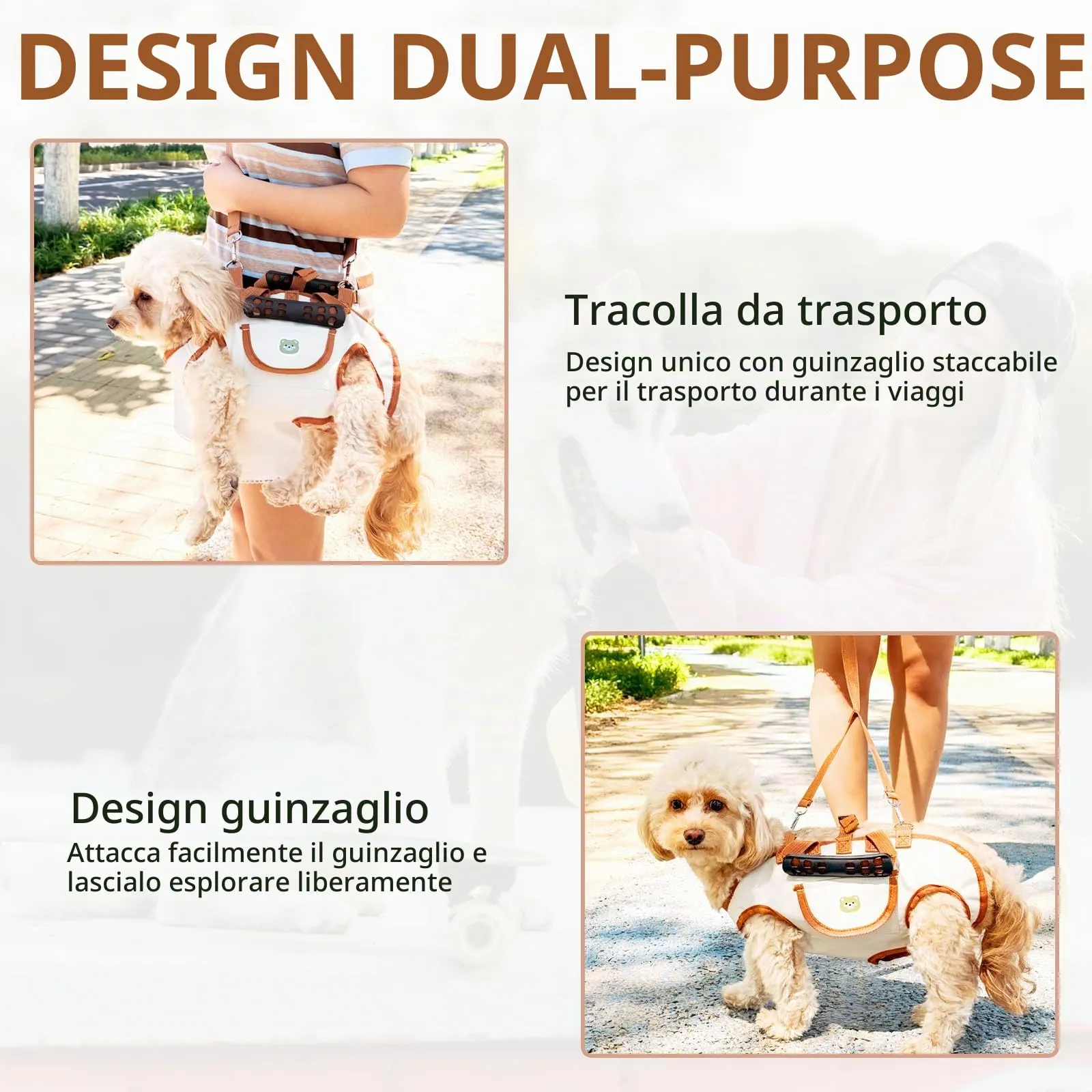 Trasportino Zaino per Cani Fino a 6 kg, Piccola Borsa da Viaggio per Cani,Regolabile Zaino Cane per Cane Gatto Fino a 6kg, per Passeggiata,Viaggio - immagine 5