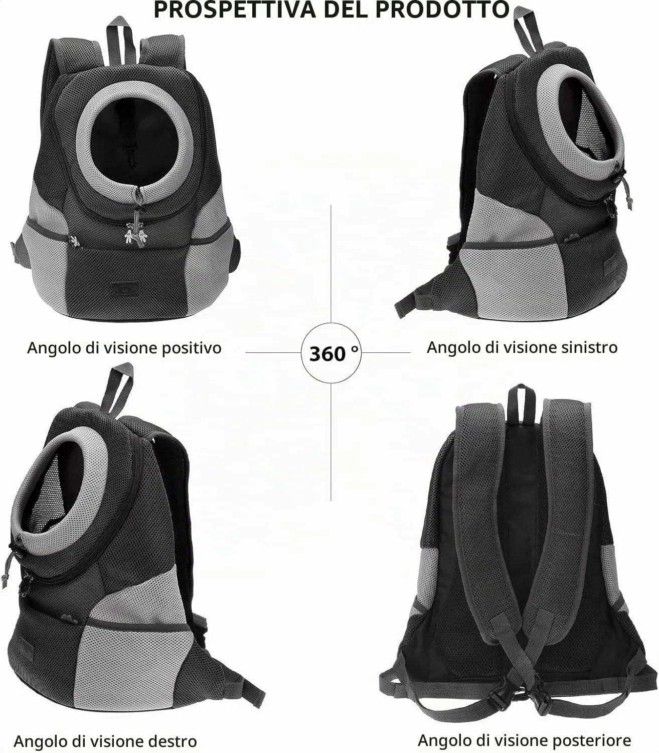 LIBRNTY Zaino per Cani Gatti,Zaino per Cane,Backpack Trasportino Pieghevole per Gatti e Cani di Piccola Taglia, Borsa Traspirante per Viaggi Passeggiate e Escursioni,fondo impermeabile (Grigio L) - immagine 3