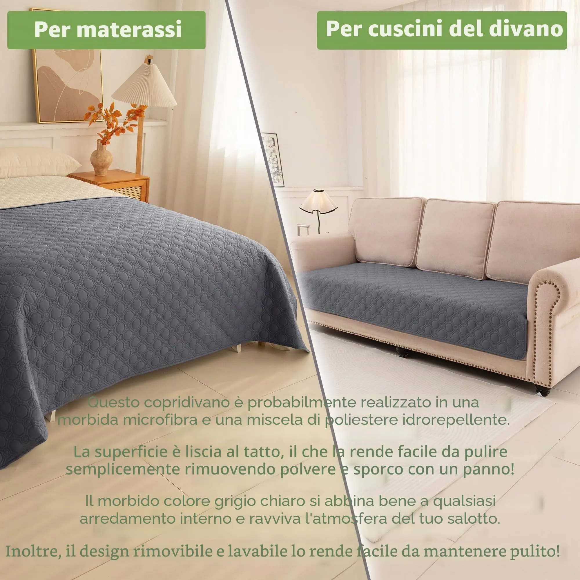 TIANSHU Coperta Impermeabile per Letto e Divano, Copriletto Antiscivolo Lavabile a Doppia Faccia, Coperta Resistente per Cani e Gatti (208x208cm, Grigio) - immagine 5