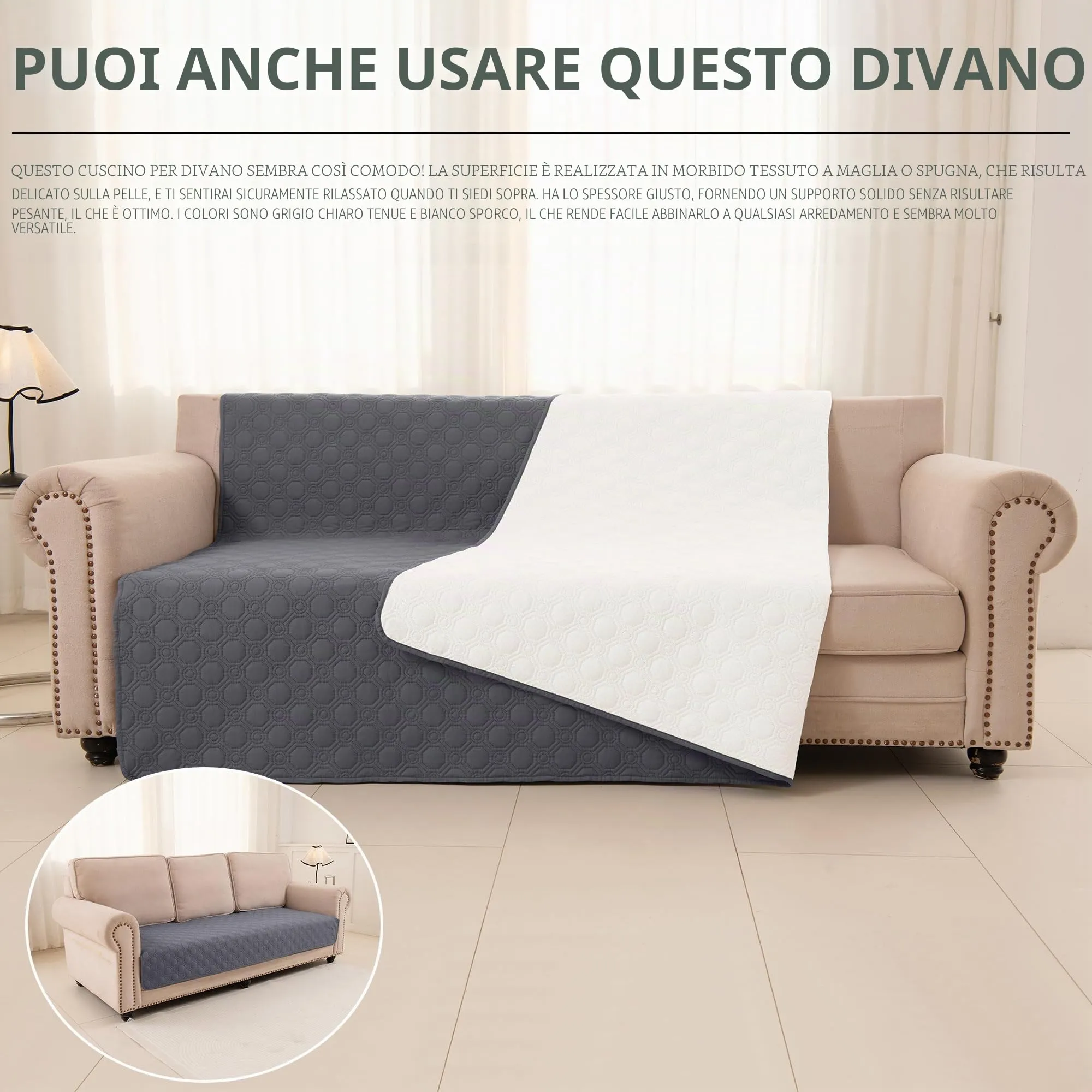 TIANSHU Coperta Impermeabile per Letto e Divano, Copriletto Antiscivolo Lavabile a Doppia Faccia, Coperta Resistente per Cani e Gatti (208x259cm, Grigio) - immagine 6