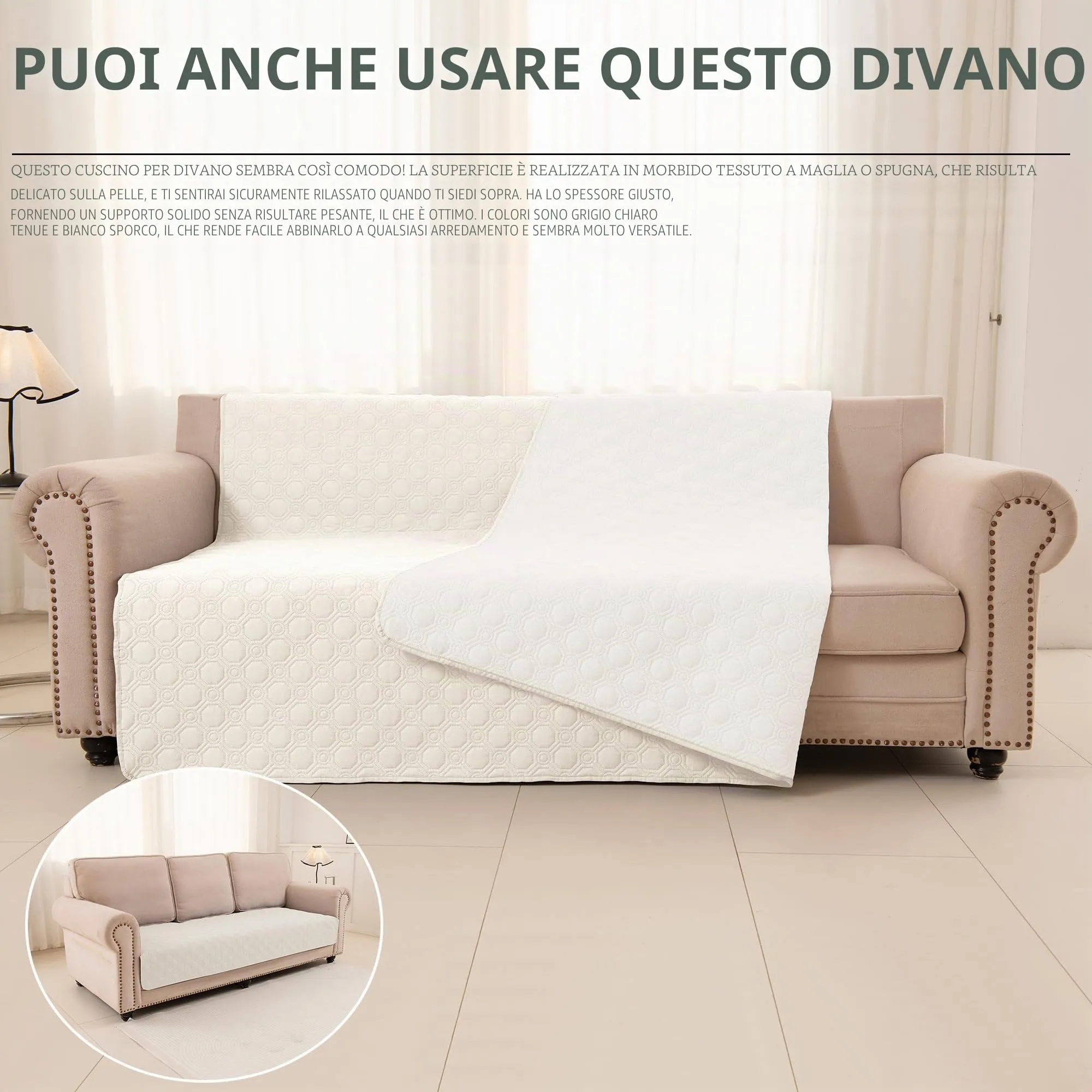 TIANSHU Coperta Impermeabile per Letto e Divano, Copriletto Antiscivolo Lavabile a Doppia Faccia, Coperta Resistente per Cani e Gatti (157x208cm, Beige) - immagine 6