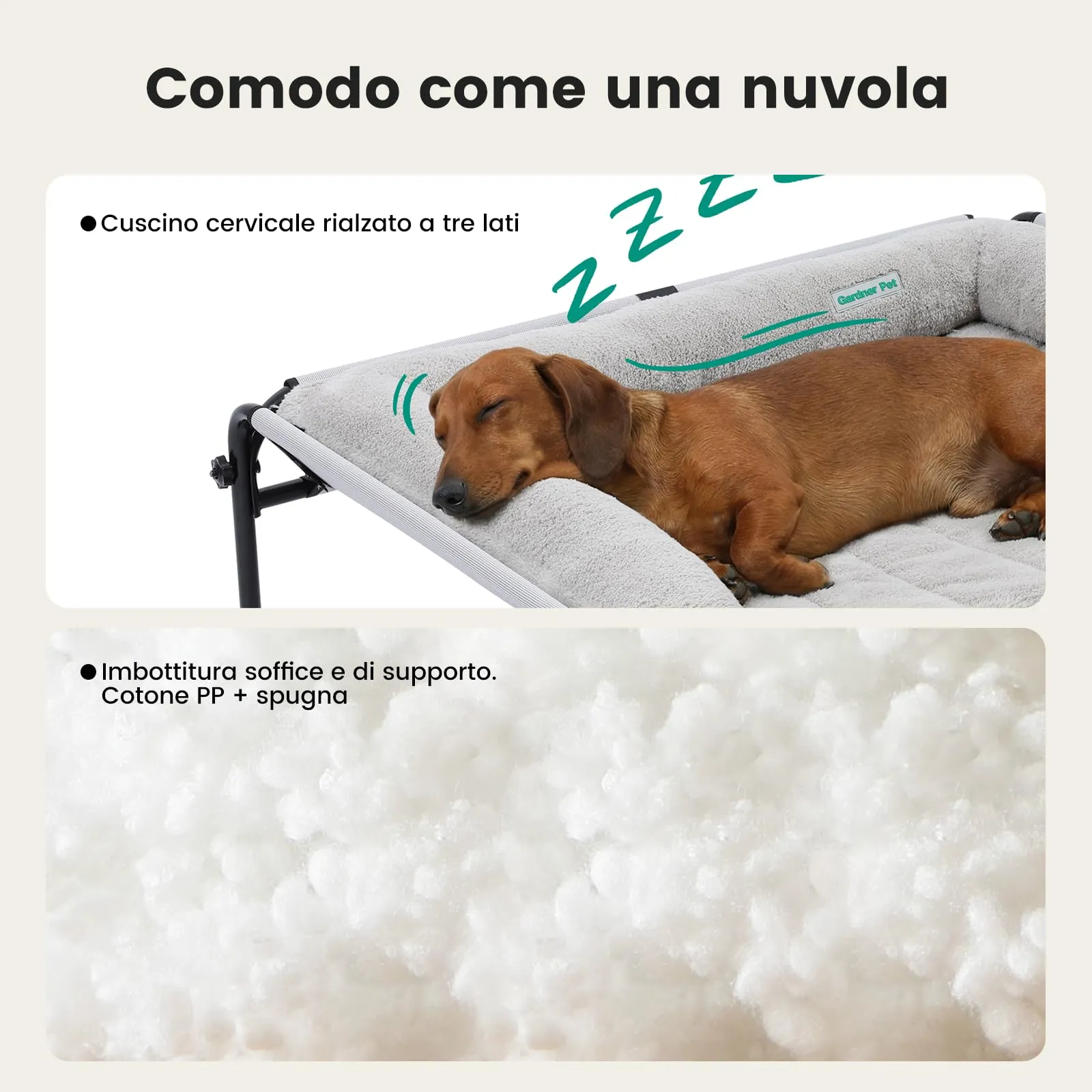Gardner Pet Letto Rialzato per Cani, 107 x 76 x 31 cm, Grigio - immagine 4