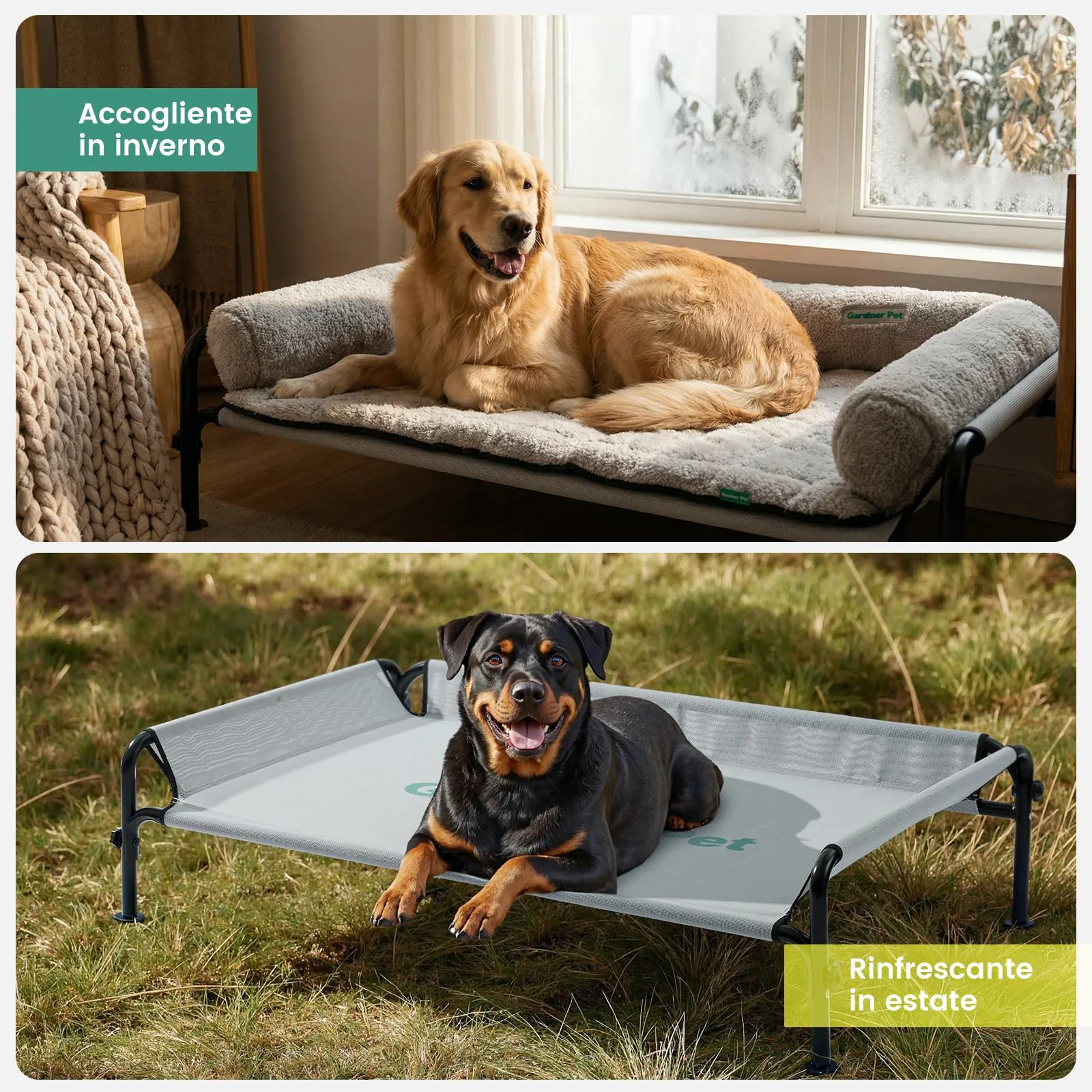 Gardner Pet Letto Rialzato per Cani, 107 x 76 x 31 cm, Grigio - immagine 7