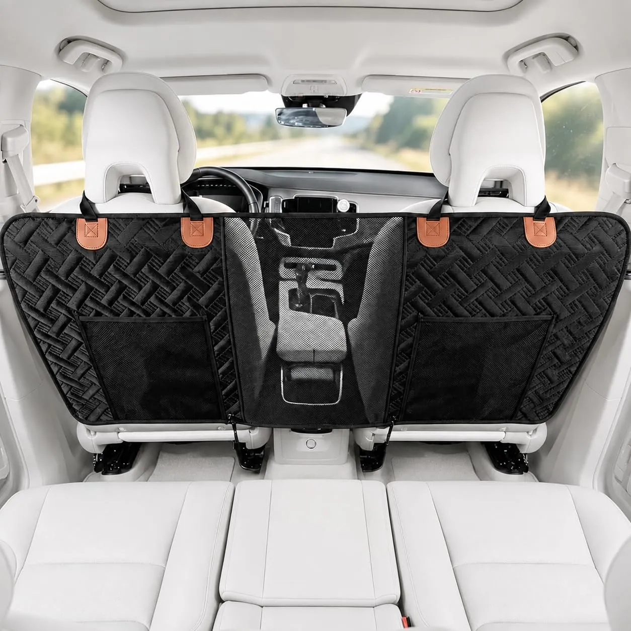 Eosarcu Cani Barriera per Auto, Cani Mesh per Divisore Auto, Barriera per Animali Domestici con 2 Organizzatore Mesh, Universale per Auto, SUV, Camion - immagine 1
