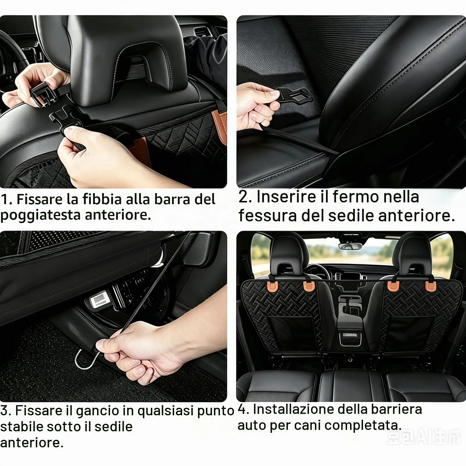 Eosarcu Cani Barriera per Auto, Cani Mesh per Divisore Auto, Barriera per Animali Domestici con 2 Organizzatore Mesh, Universale per Auto, SUV, Camion - immagine 7