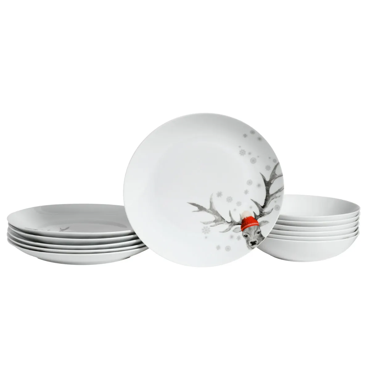 CreaTable Cervo (forma Luna) - servizio da tavola 12 pezzi; bianco - immagine 1