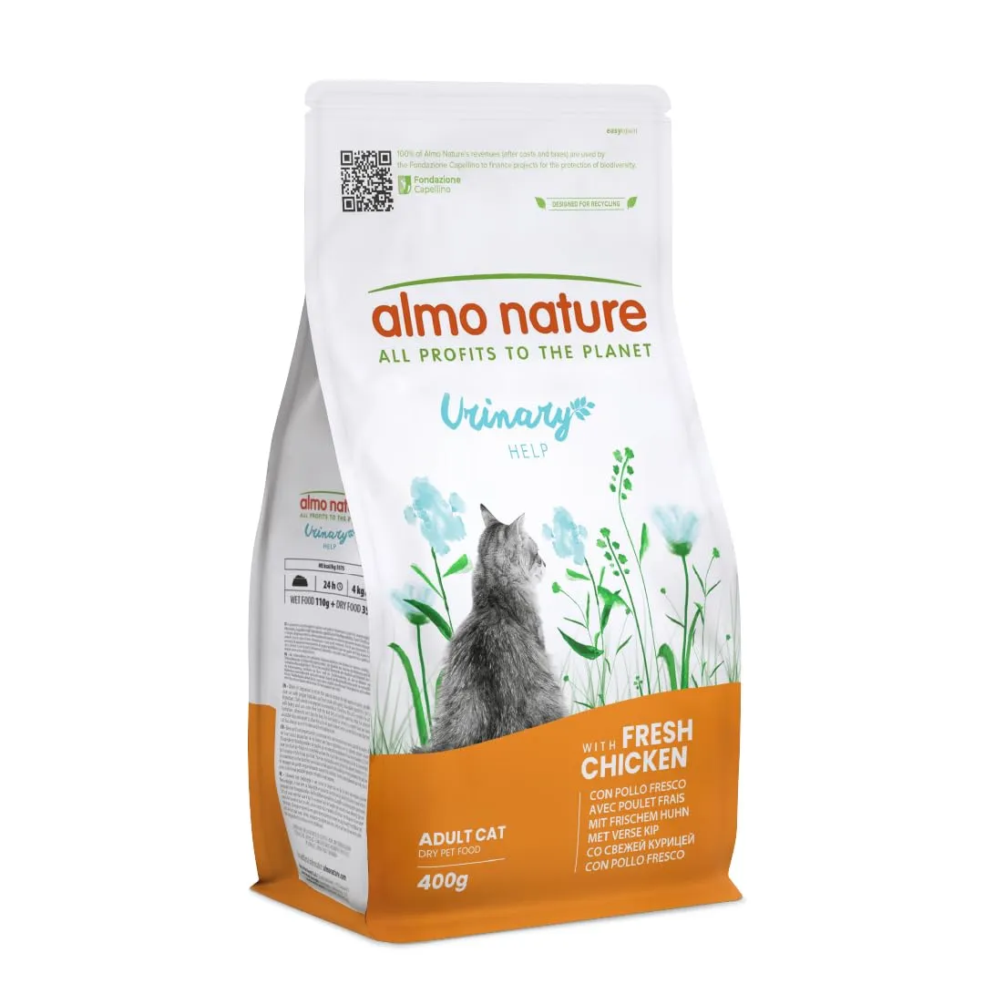 Almo Nature Urinary Help - Crocchette Gatto con Pollo Fresco - Supporto al Sistema Urinario con Glucosamina e Ridotti Livelli di Magnesio, Calcio e Fosforo - Sacco da 400g - immagine 1