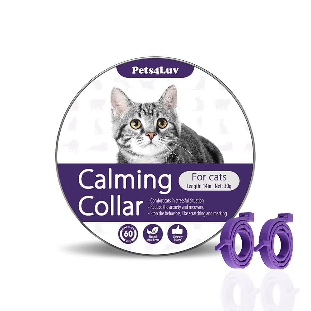 Pets4Luv Collare calmante per Gatti - Collari calmanti ai feromoni, Anti ansia per Gatti di Taglia Piccola, Media e Grande - Regolabile e Impermeabile, 100% Naturale, Confezione da 2 Viola - immagine 2
