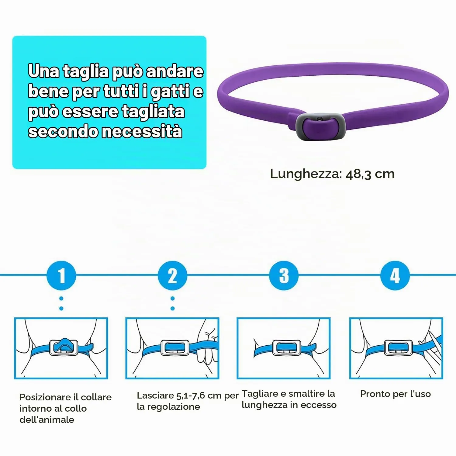 Pets4Luv Collare calmante per Gatti - Collari calmanti ai feromoni, Anti ansia per Gatti di Taglia Piccola, Media e Grande - Regolabile e Impermeabile, 100% Naturale, Confezione da 2 Viola - immagine 5