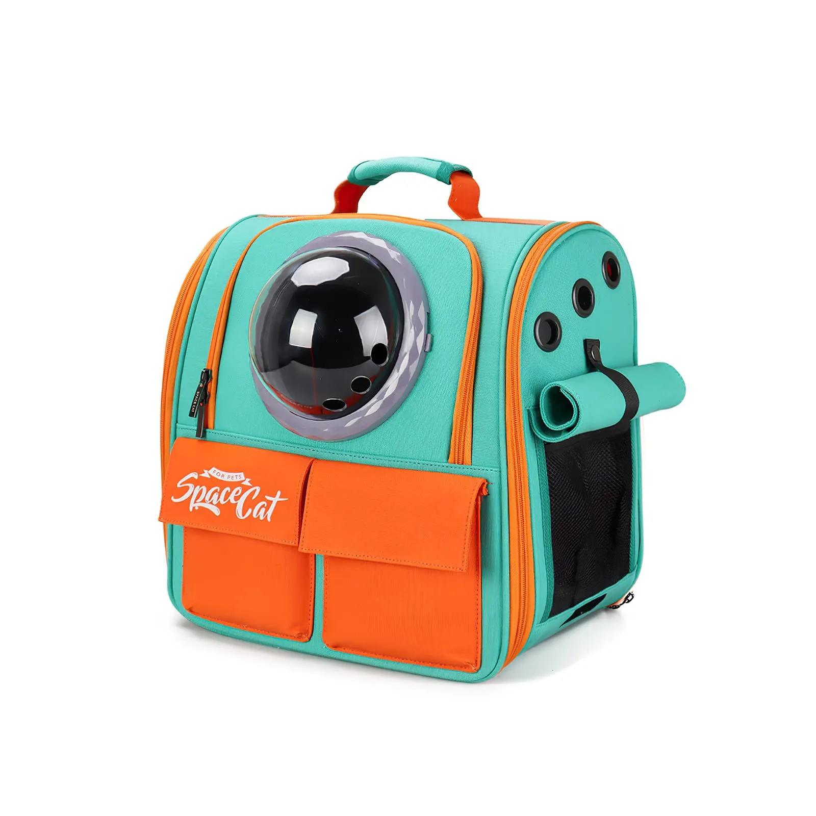 Galatée Zaino per gatti, zaino per animali da compagnia con capsule spaziali ventilate, trasportatore zaino da viaggio per cani di piccola taglia (arancione) - immagine 1