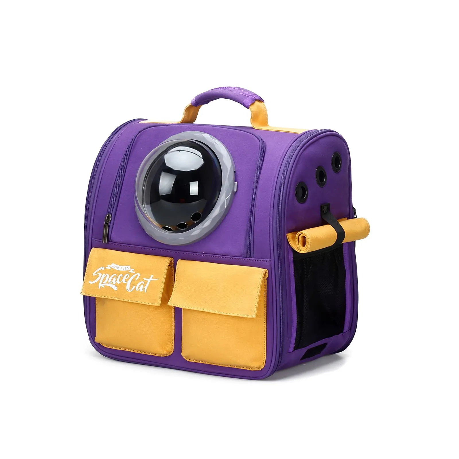 Galatée Zaino per gatti, zaino per animali da compagnia con capsule spaziali ventilate, trasportatore di zaino da viaggio per cani di piccola taglia (viola) - immagine 1