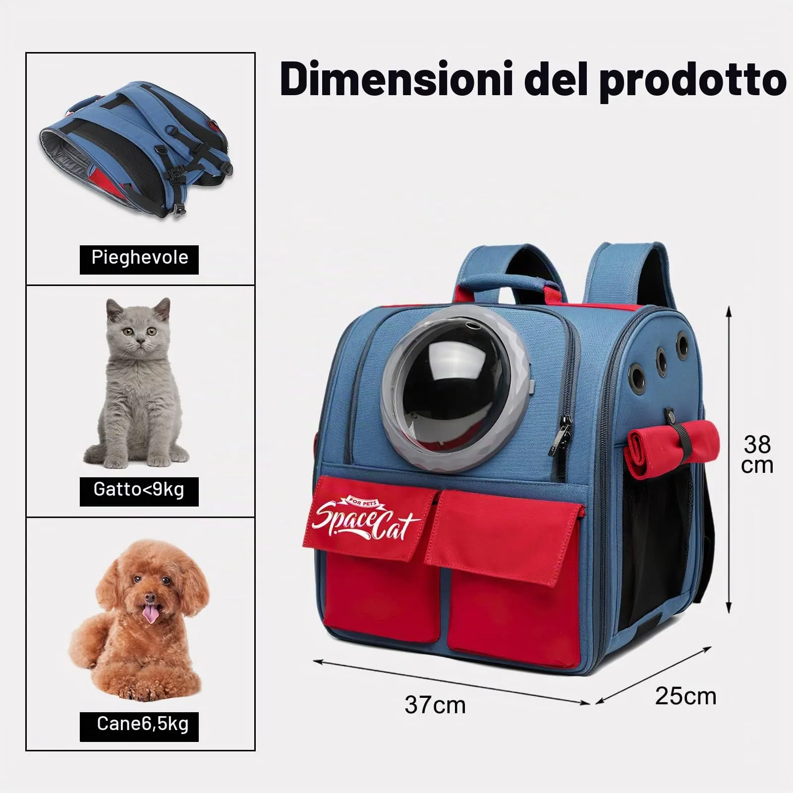 Galatée Zaino per gatti, zaino per animali da compagnia con capsule spaziali ventilate, trasportatore di zaino da viaggio per cani di piccola taglia (viola) - immagine 4