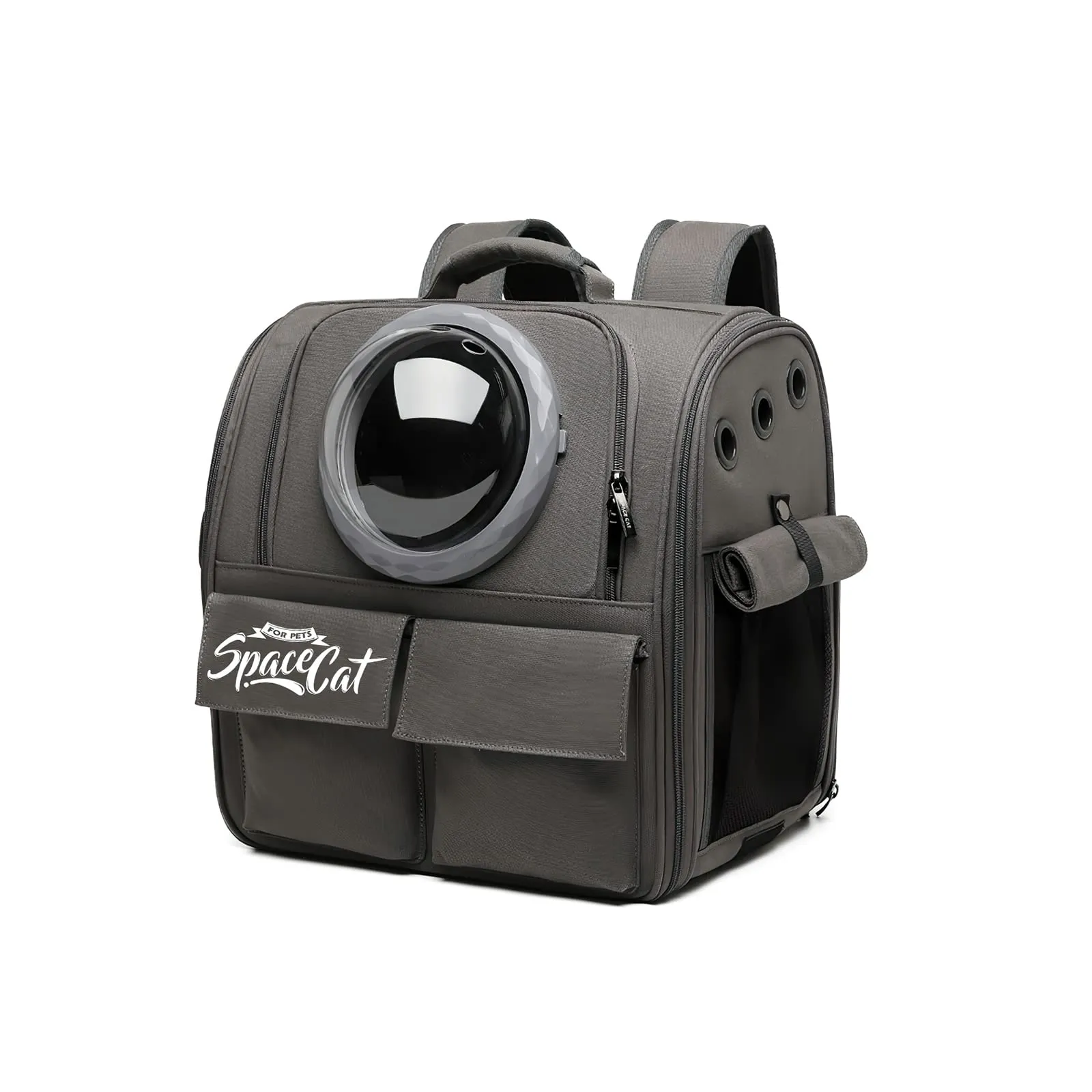 Galatée Zaino per gatti, zaino per animali da compagnia con capsule spaziali ventilate, trasportatore zaino da viaggio per cani di piccola taglia (grigio) - immagine 1