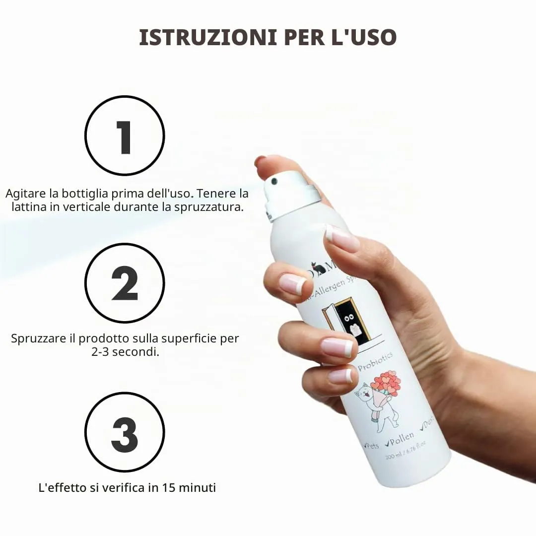 Kotomoda Spray Probiotico Antiallergico per Proprietari di Gatti 200 ml — Neutralizza l'Allergene Fel d 1 su Tappeti, Divani e Biancheria — Sicuro per Gatti, Cani e Bambini — Formula Biotecnologica - immagine 2