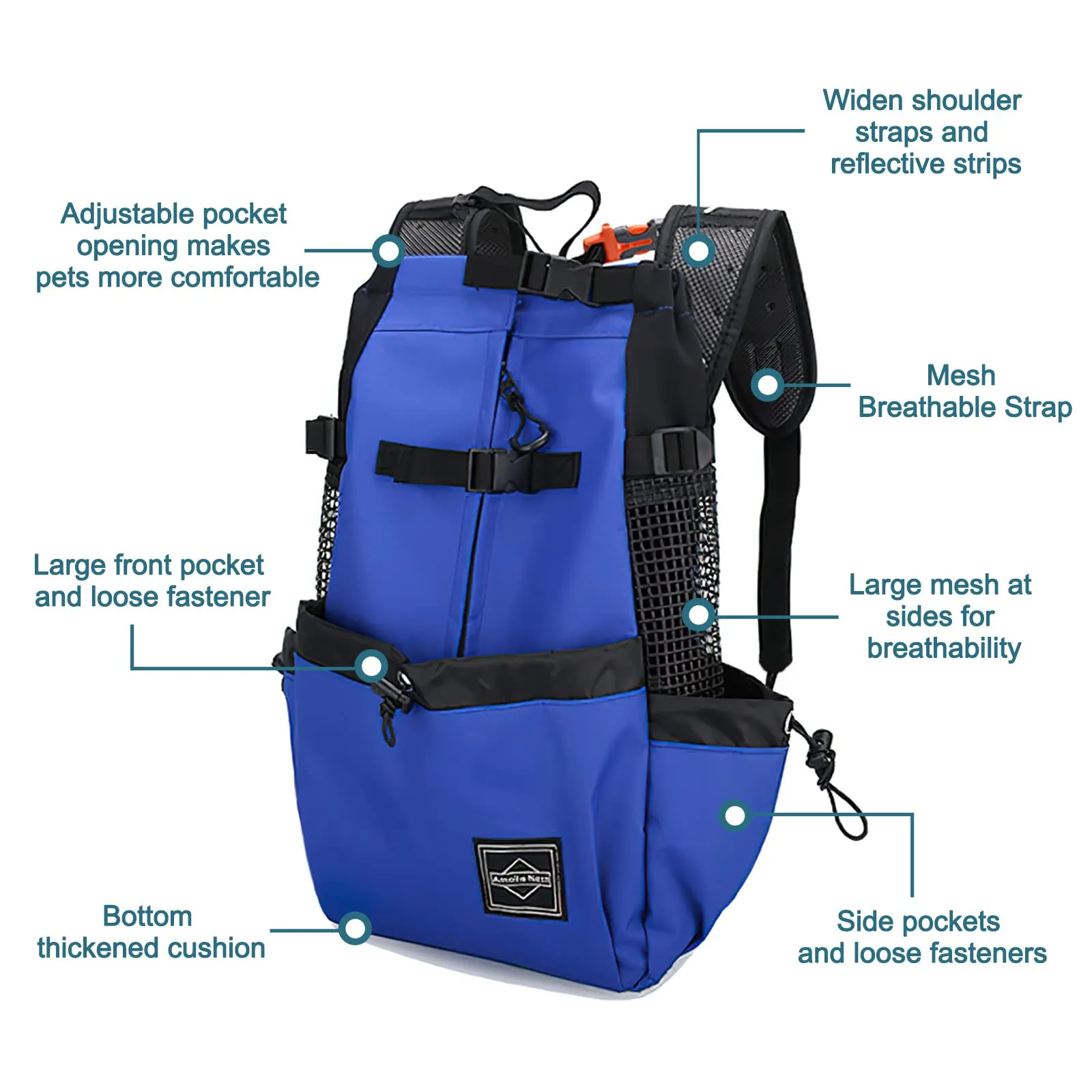 Galatée Zaino Per Cani, Zaino Per Cani Regolabile Portatile, Zaino Per Trasportini Ventilato, Zaino Per Animali Domestici Per Passeggiate All'Aperto Escursionismo Alpinismo Viaggi(M, Grigio) - immagine 3